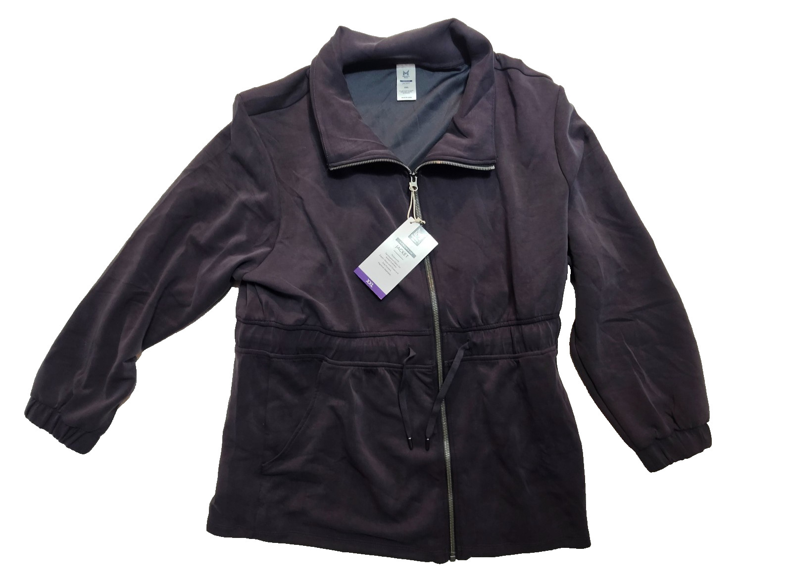 Jacket Black Sandwash Pockets Draw String Waist Women’s 2XL By Member’s Mark