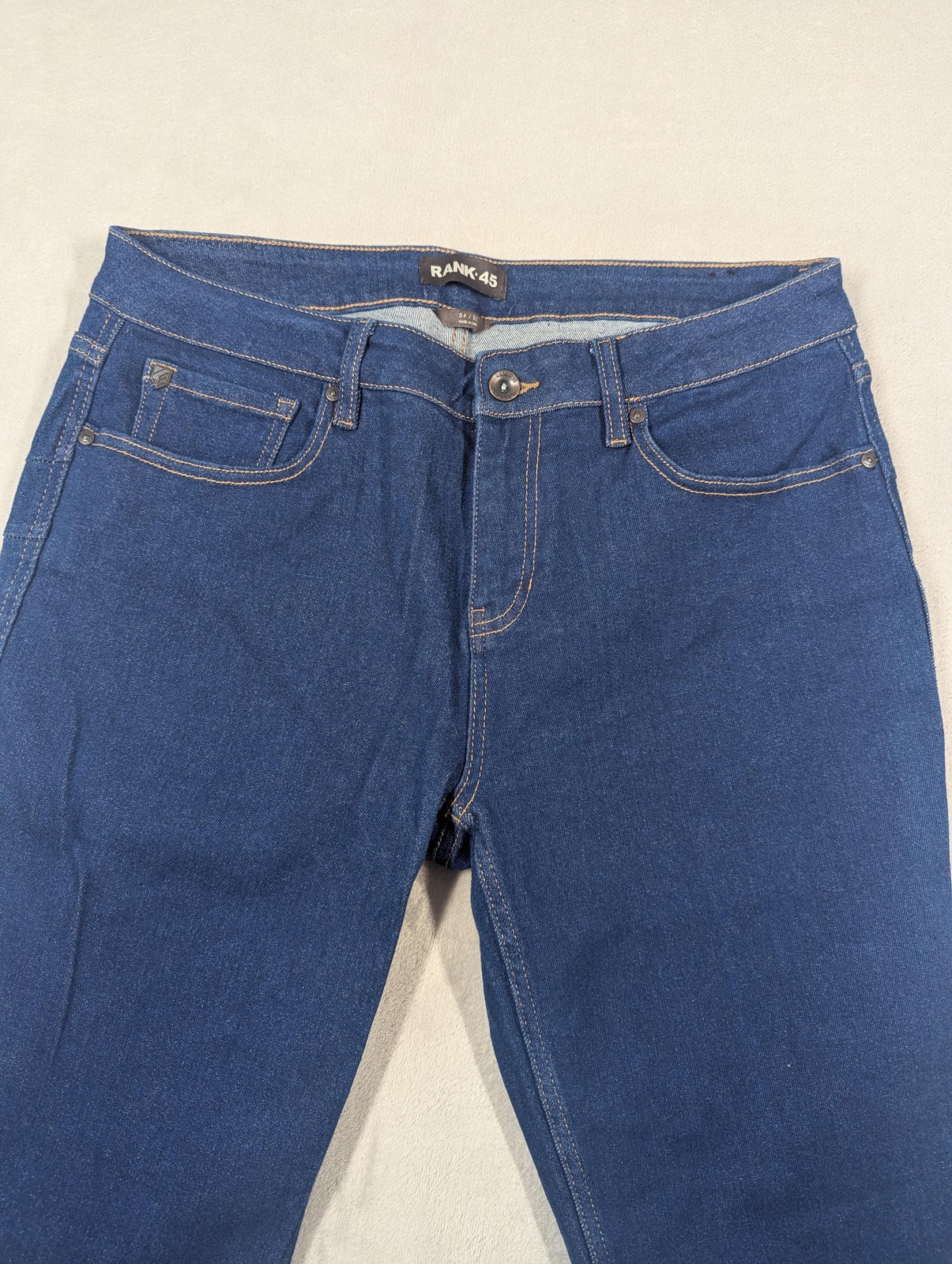 Rank 45 Mid Rise Flare Jeans Womens 34 Blue Med Wash Stretch Denim Casual
