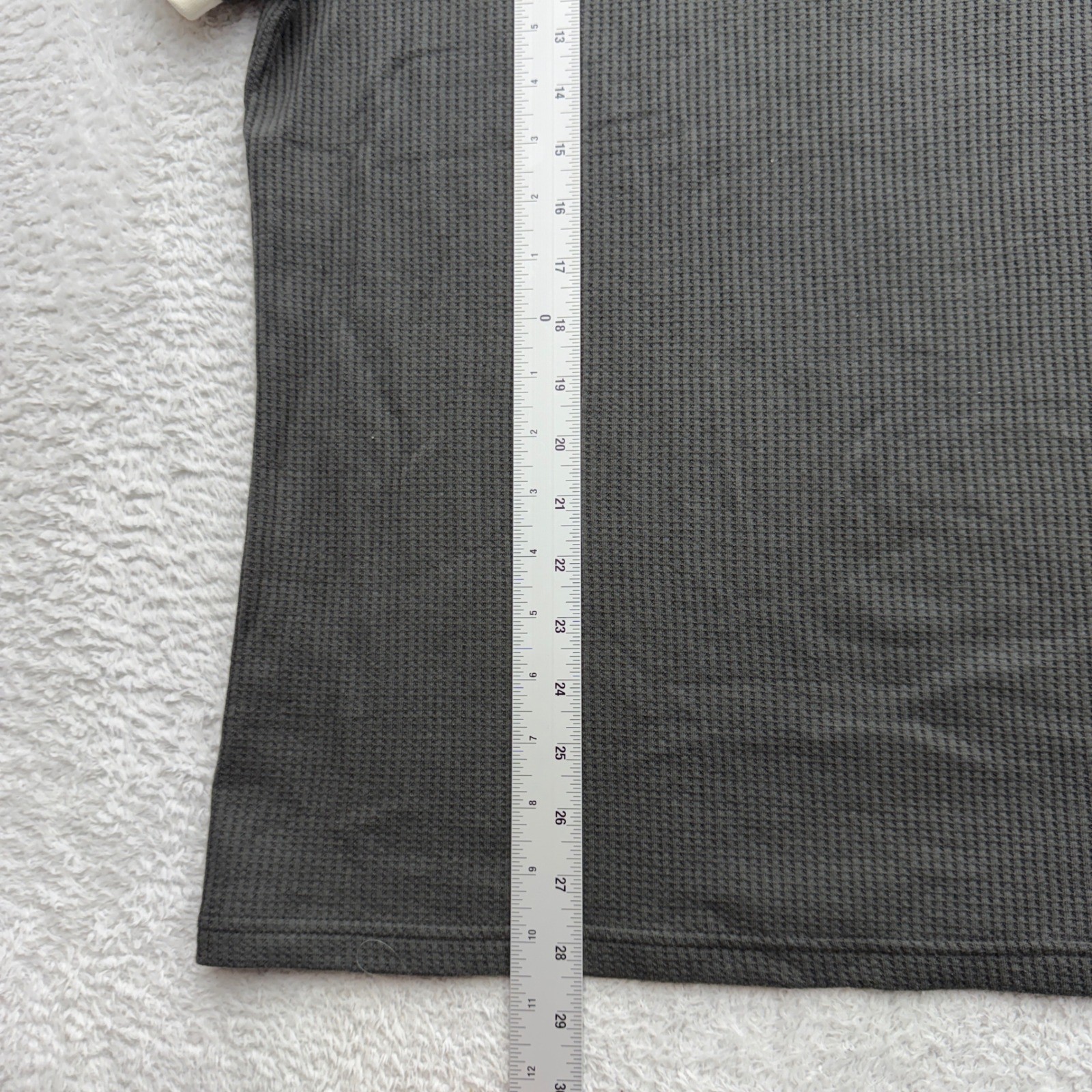 Dandy Del Mar Mens XL Waffle Knit Ringer T-Shirt Charcoal Grey Cream Pocket Tee