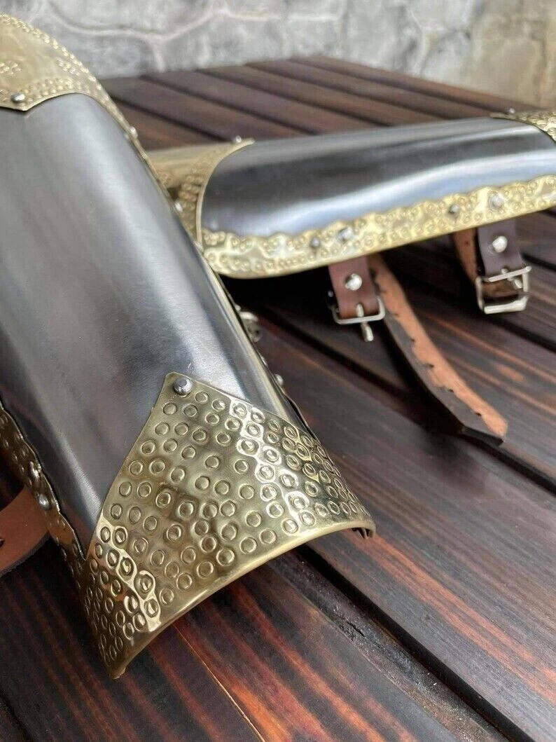 Medieval Bracers Champion Polished Viking bracers Steel arm protection pair brac