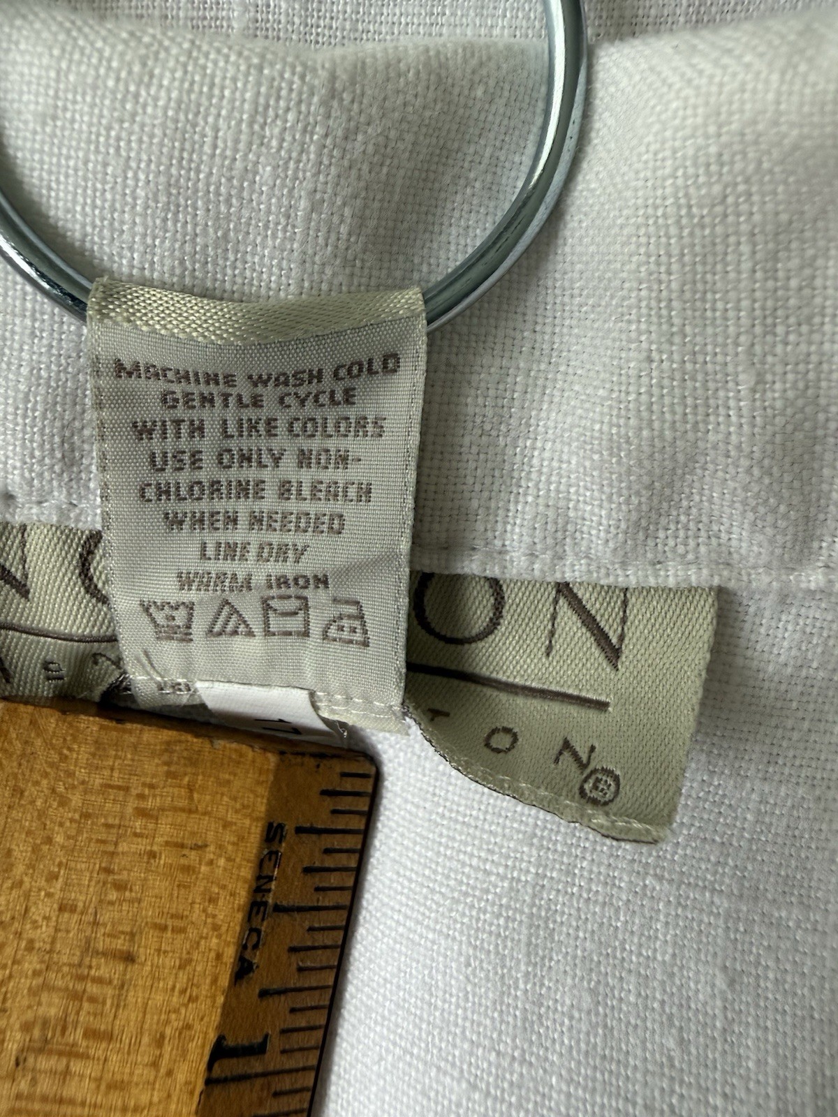 Women’s 3/4 Sleeve Norton McNaughton White Linen Button Shirt Embroidery Sz M