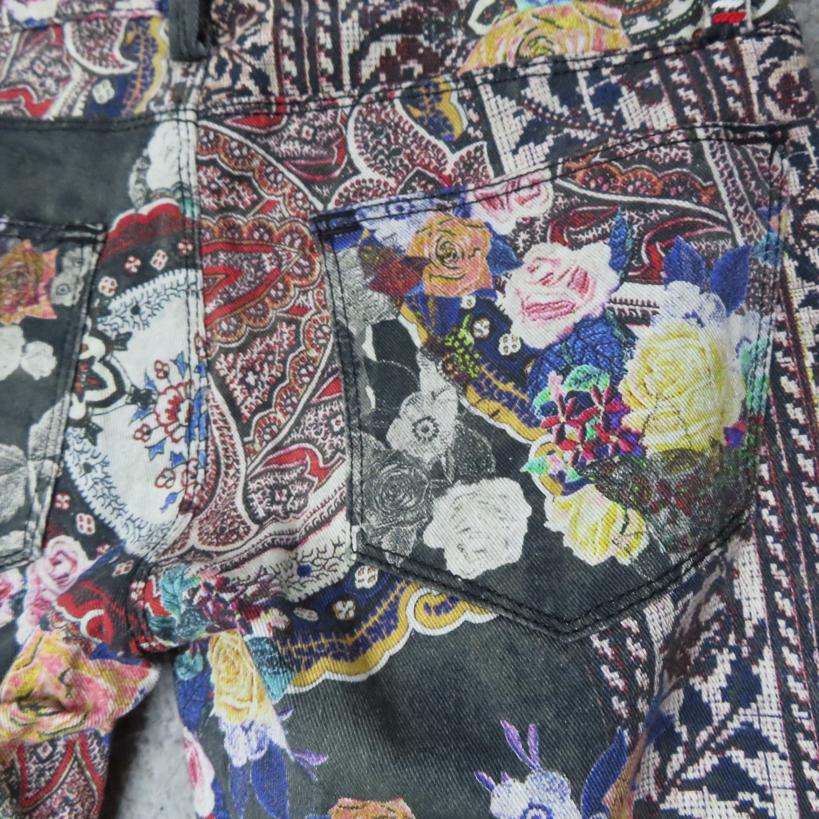 Etienne Marcel Floral Paisley Mixed Print Skinny Jeans Lux Boho Multi-Color 24