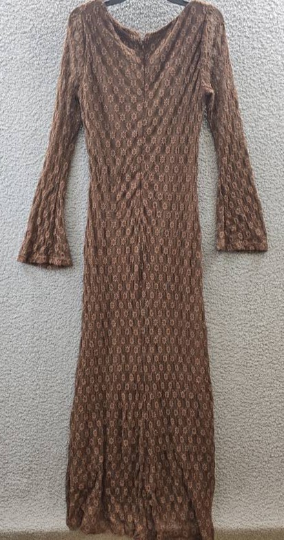 Bardot Evannia Bell-Long Sleeve Lace Dress Women’s 12 Chocolate Square Neck