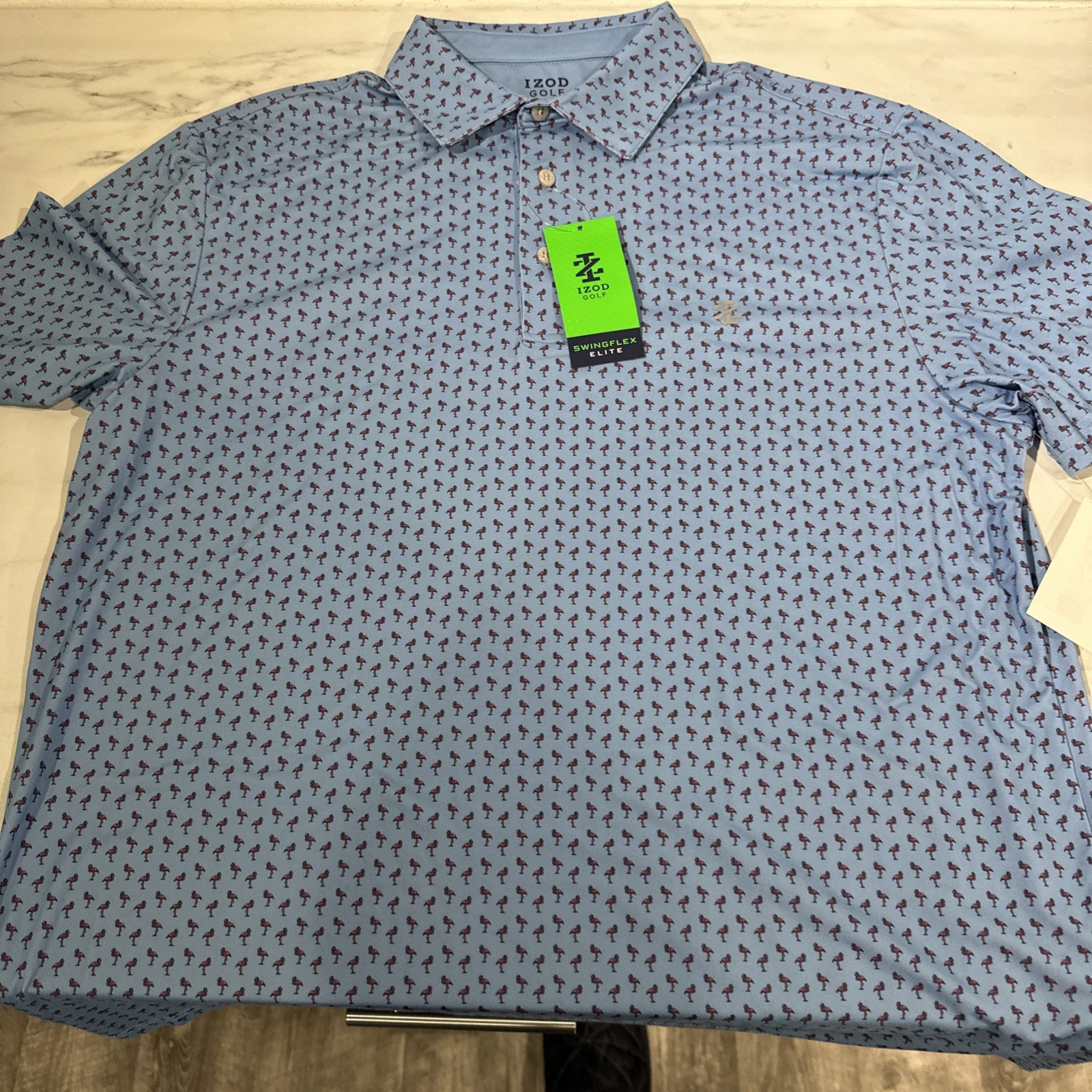 IZOD Golf Swingflex Elite Performance Golf Polo Golf Medium Flamingo UPF 50