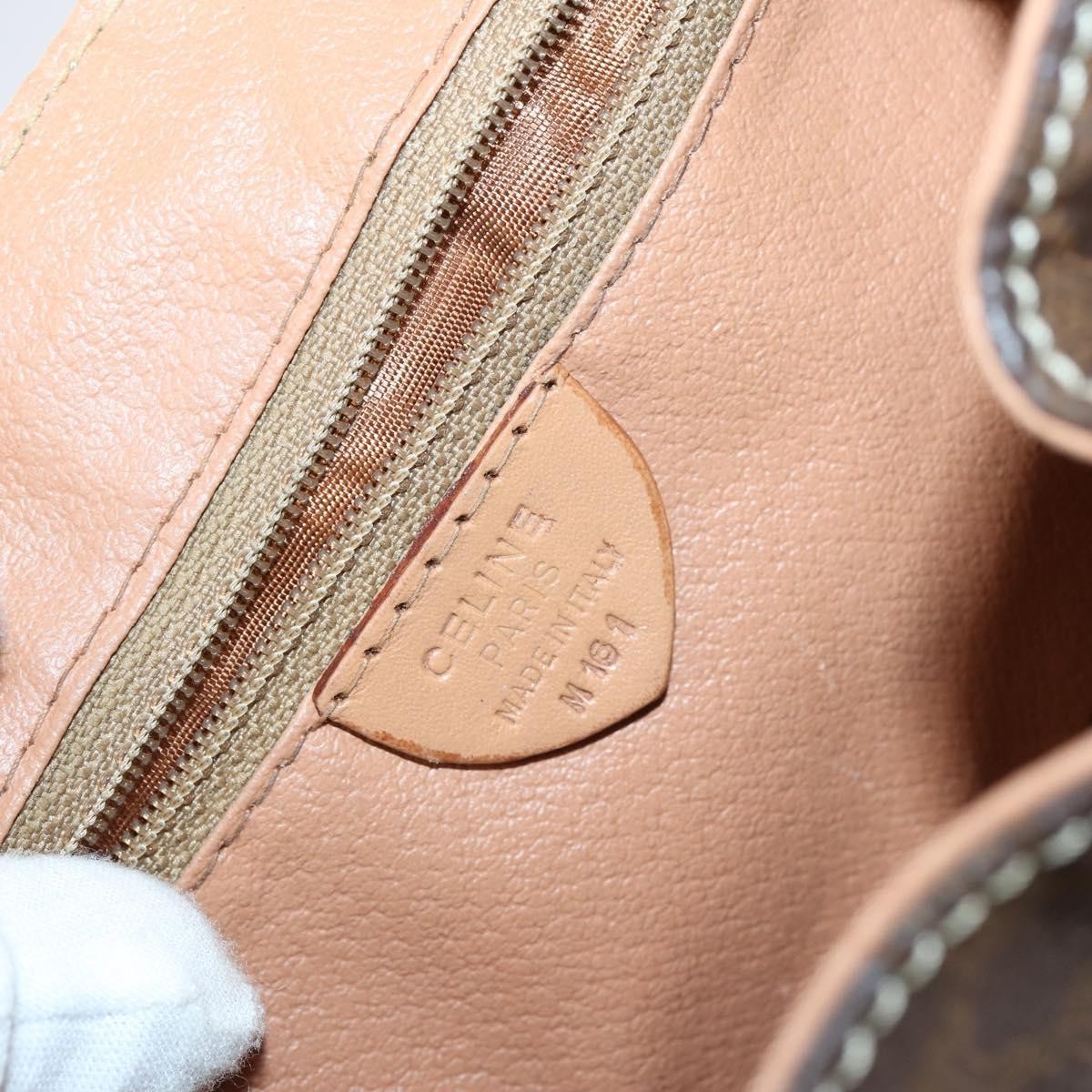 CELINE Macadam Canvas Backpack PVC Leather Brown Gold Auth ep10632