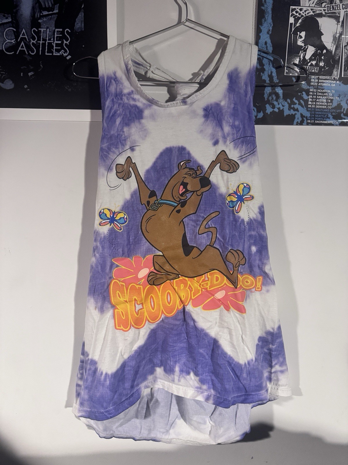 VTG 90’s Cartoon Network Scooby Doo One Size Purple Tie Dye Tank Dress Beach Top