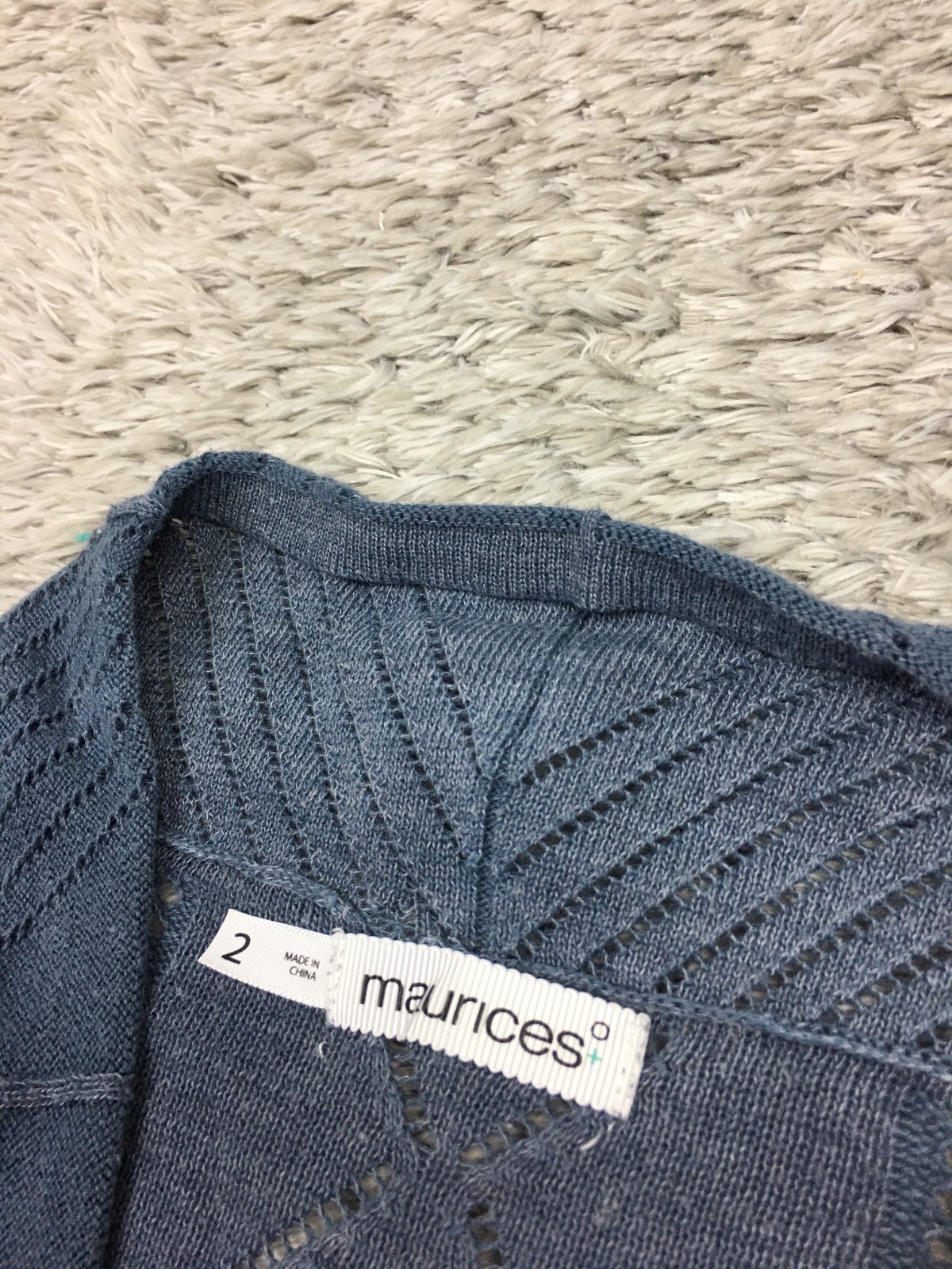 Maurices Cardigan Womens Size 2 Blue White Ambre Open Front Polyester Rayon