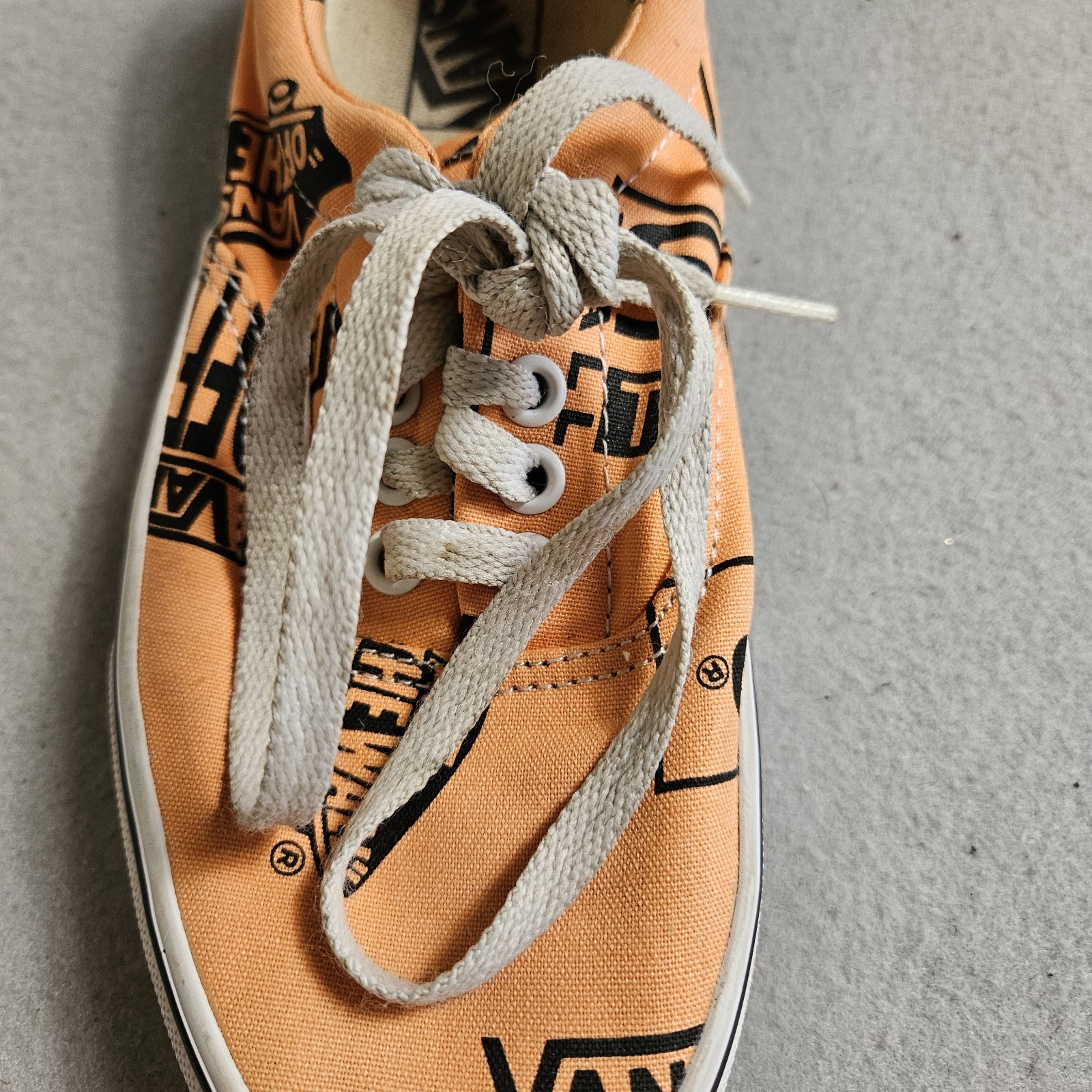 Vans Era Off The Wall Multi Logo Peach Orange Skate Shoes Men 6.5 Women 8