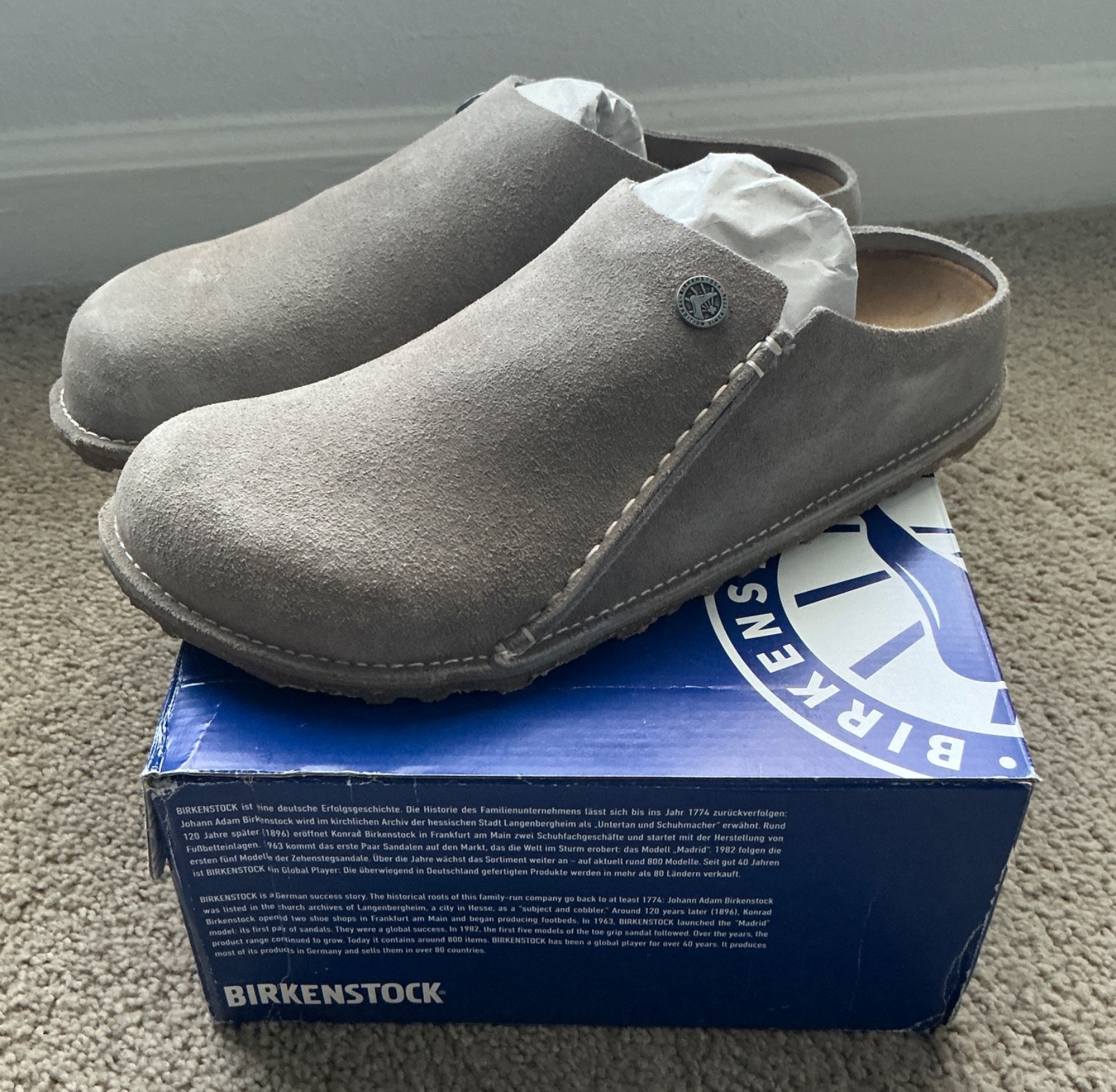BIRKENSTOCK Zermatt Premium Suede Leather Size W 10 M8 Grey
