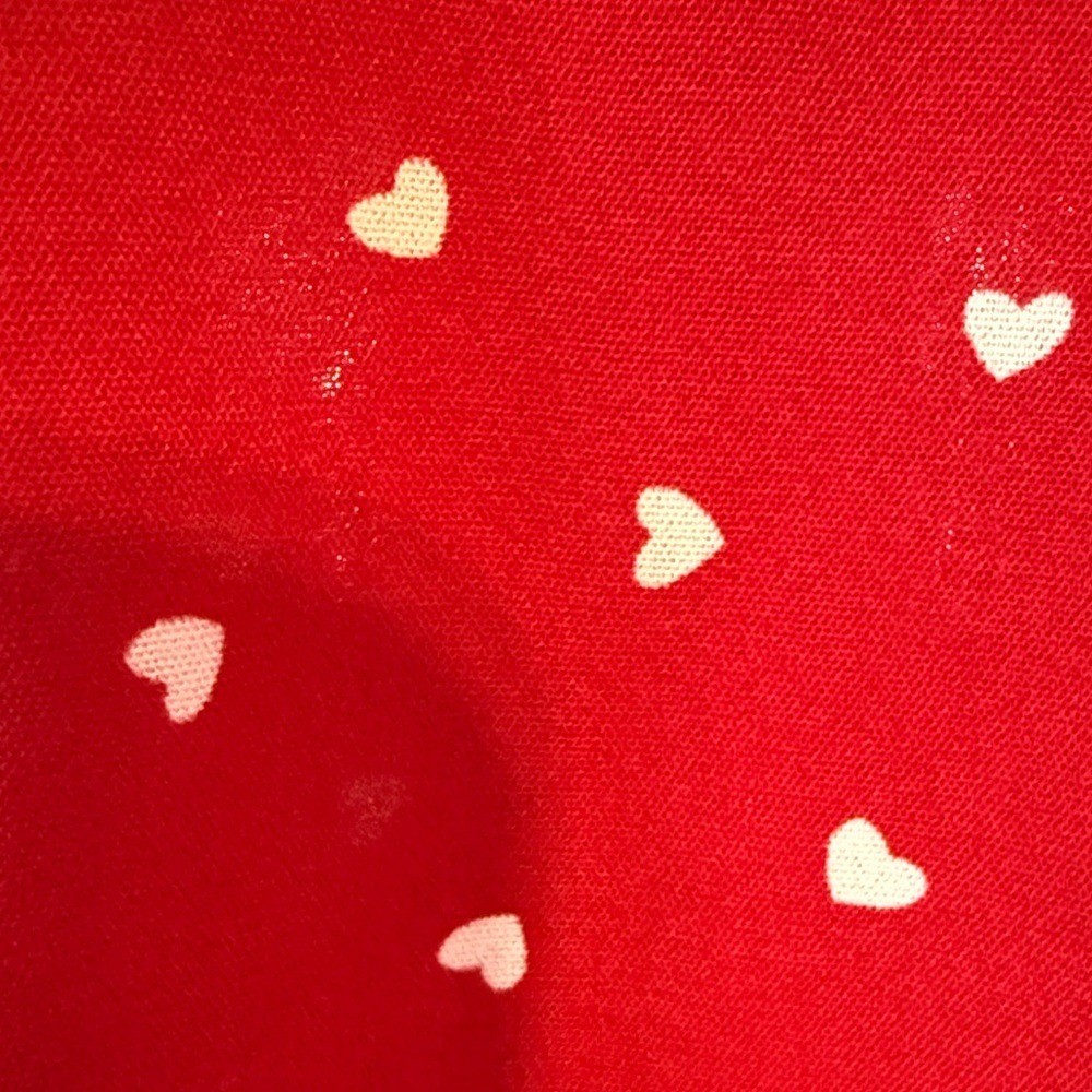 SHEIN Womens Red Heart Print Peplum Blouse Short Puff Sleeve Top Size Medium 6