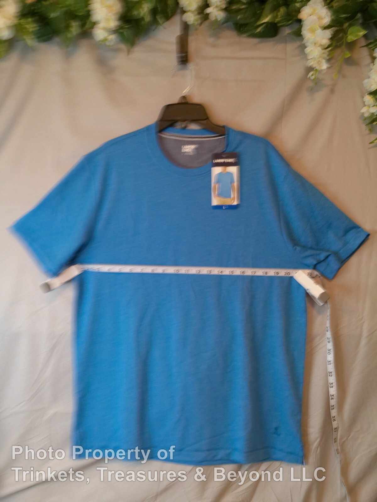 Men’s Lands End Short Sleeve T-Shirt Sky Blue Size L