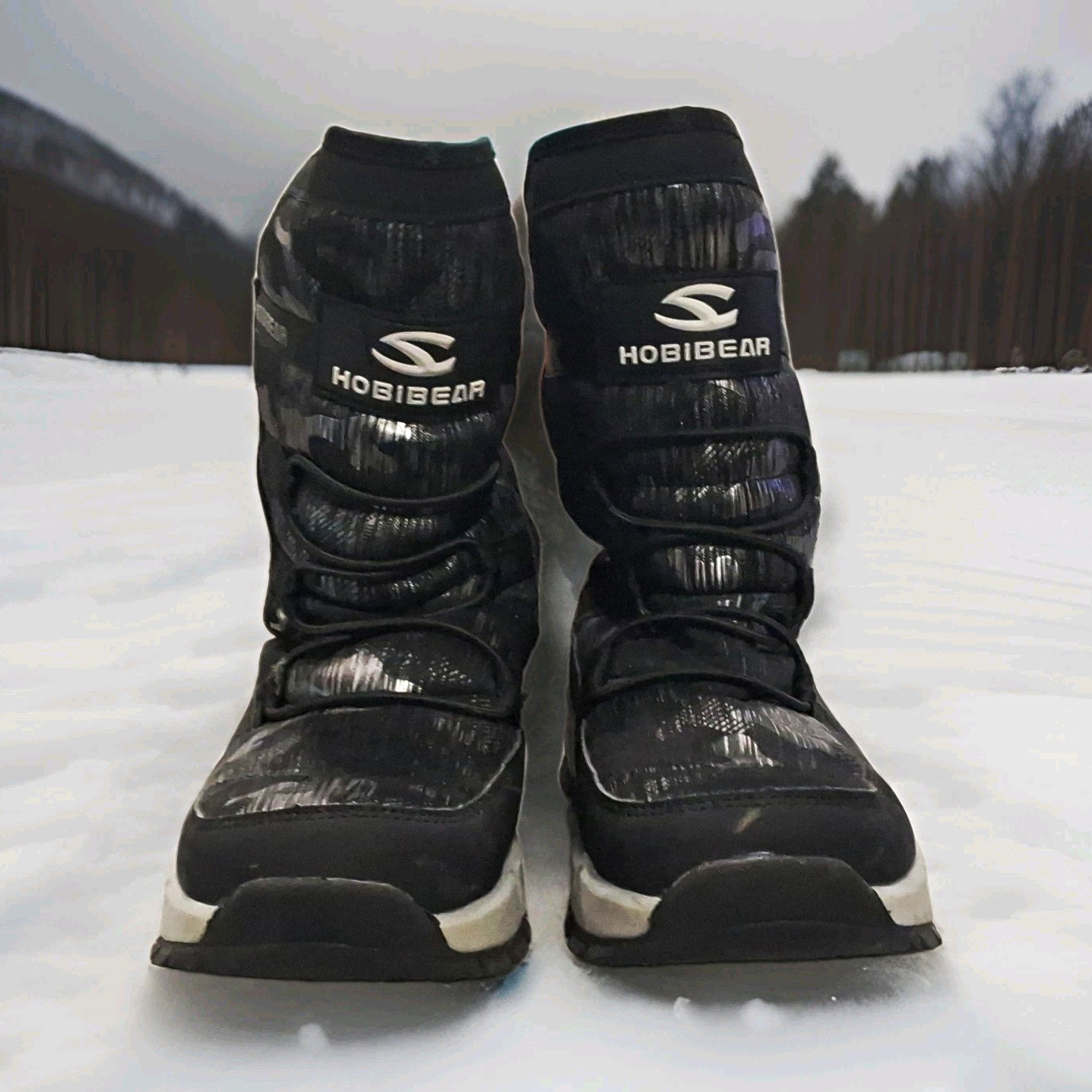 HOBIBEAR Men’s Winter Snow Boots Waterproof Nylon Rubber Hook-And-Loop-Sz 8