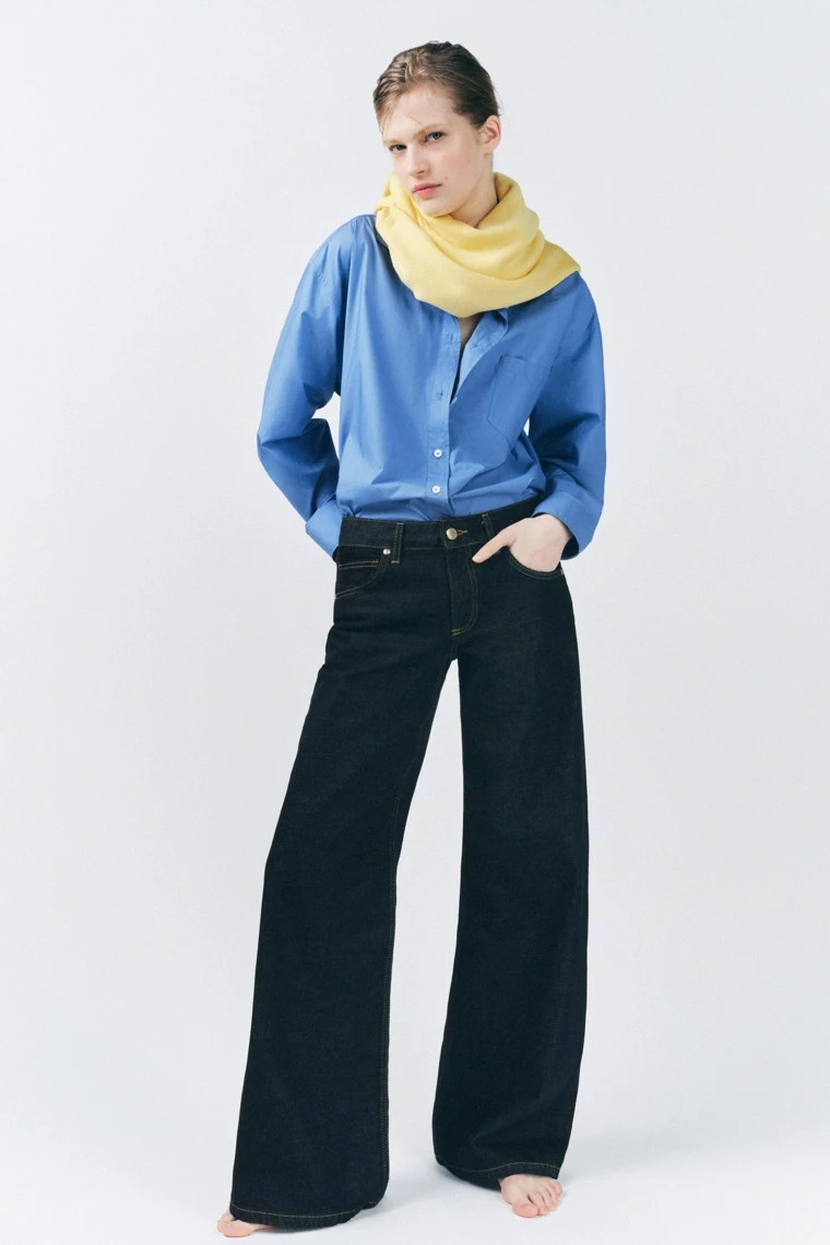 Zara Womens Jeans EU 36 US 4 Blue Low Rise Wide Leg Relaxed Fit 9632/041 NWT