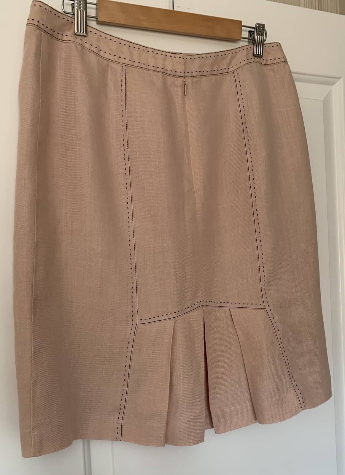 Next Tailoring 100% Ramie Skirt Size 14 Lined Pale Pink Pleated Smart Stylish