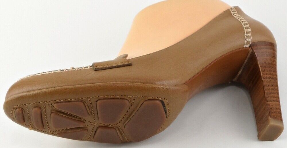 $190 VIA SPIGA BRANNY Straw Fox Leather Designer ITALY Stacked Heel Pumps 10 M
