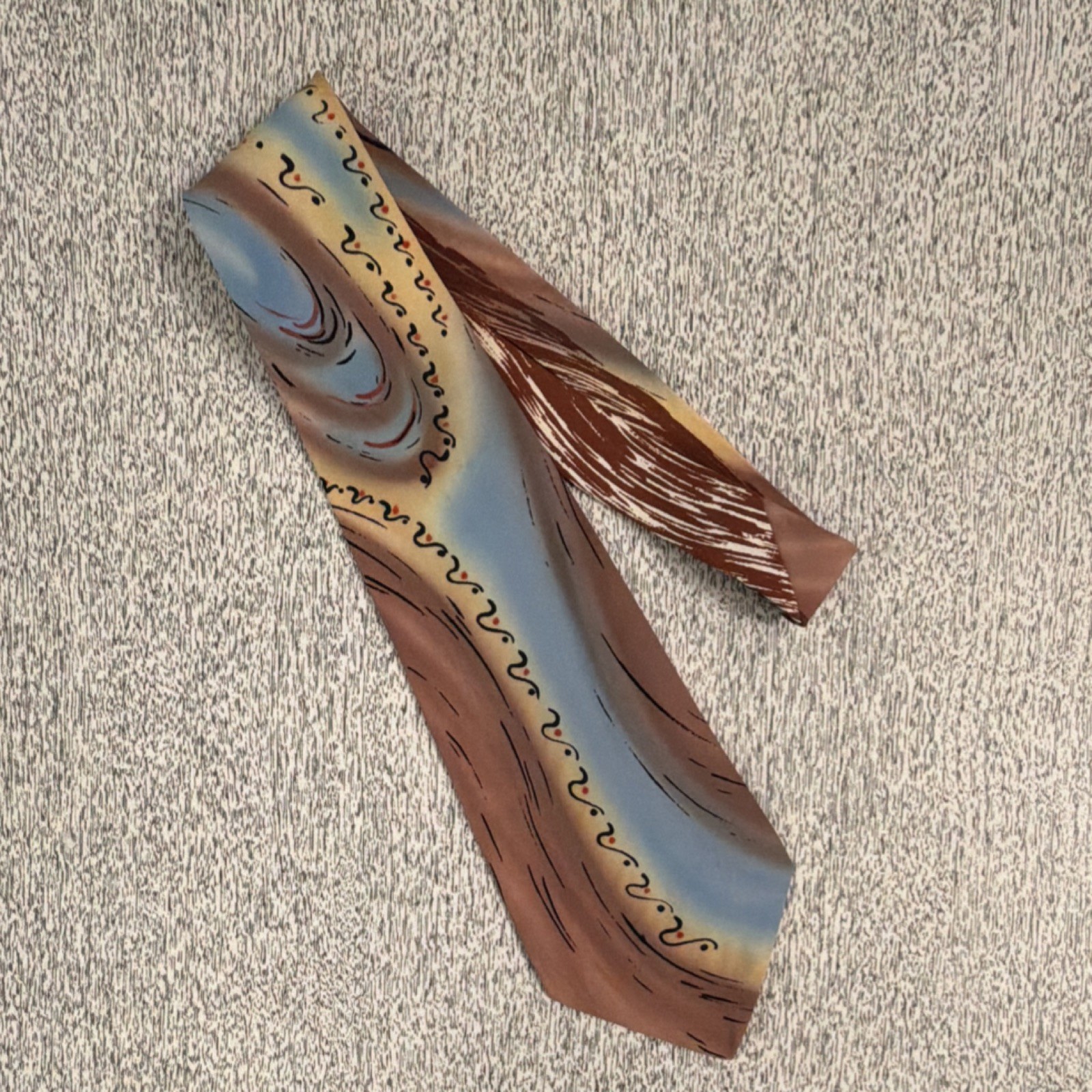 Vintage 40s/50s Men’s Hand Painted by Estes Silk Tie with Abstract Pattern