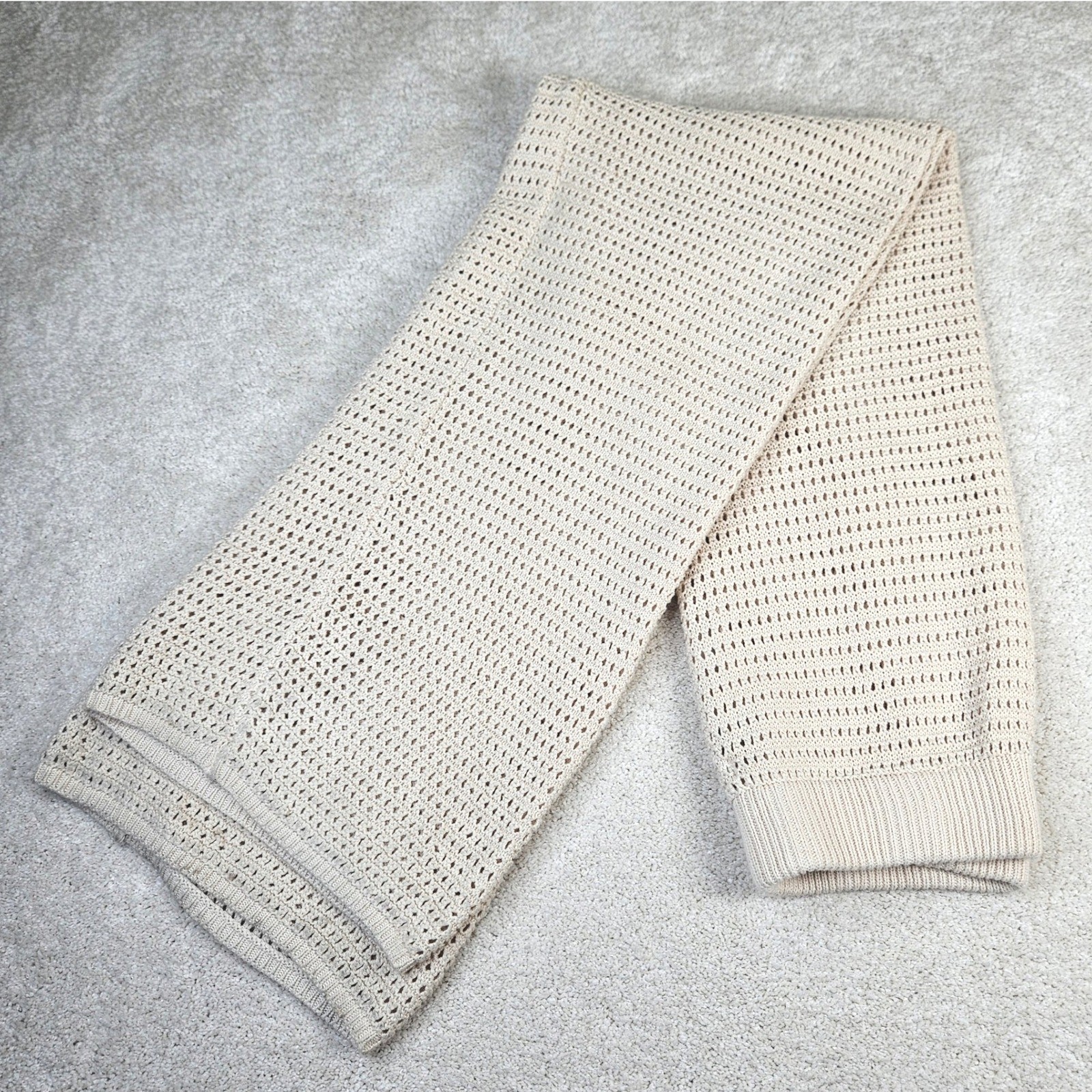 Women’s Sincerely Jules Cream Knit Open Weave Pants Size XL Tall Girl Friendly