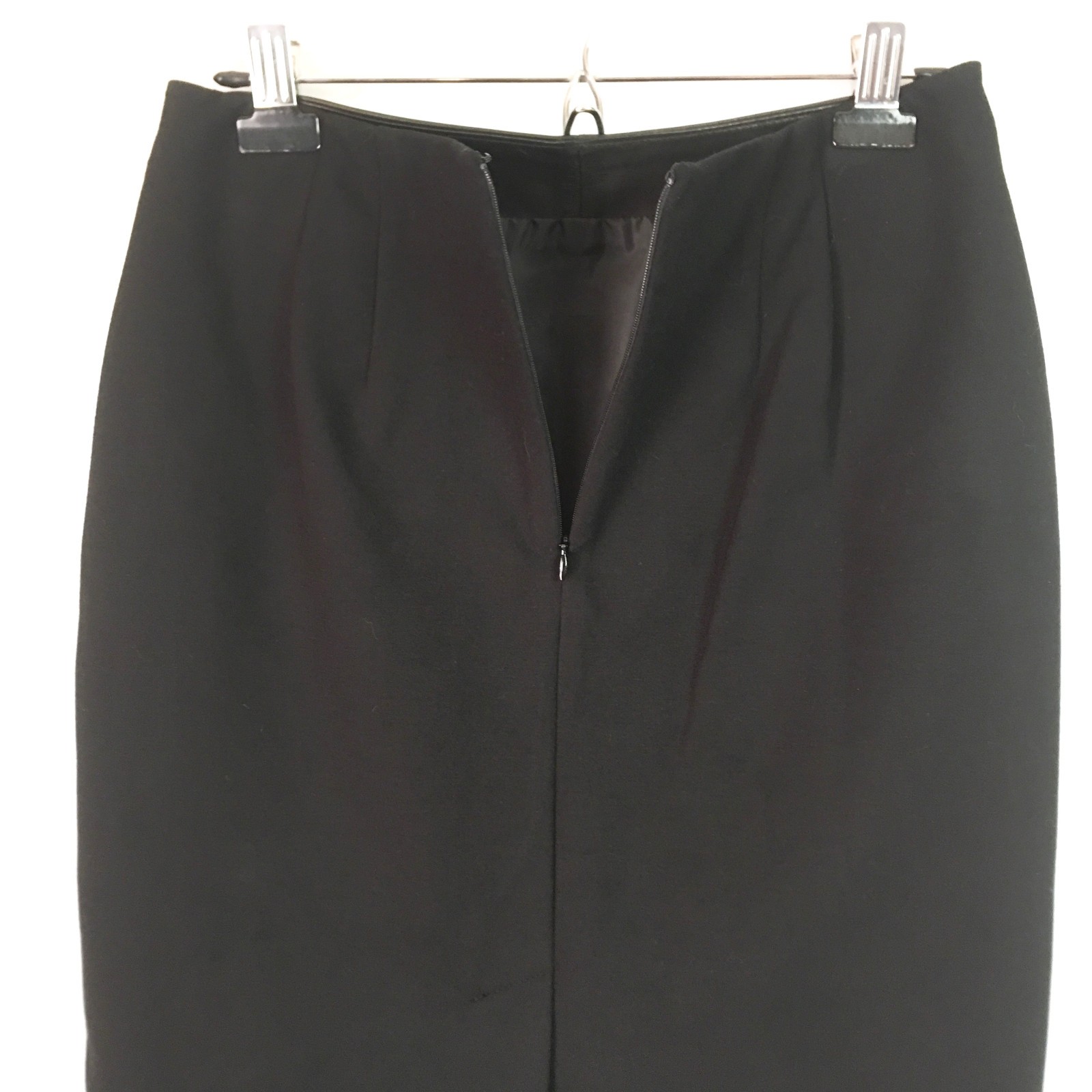 Talbots Womens 4 Skirt Lambskin Leather Pencil Dark Chocolate Brown Knit Back