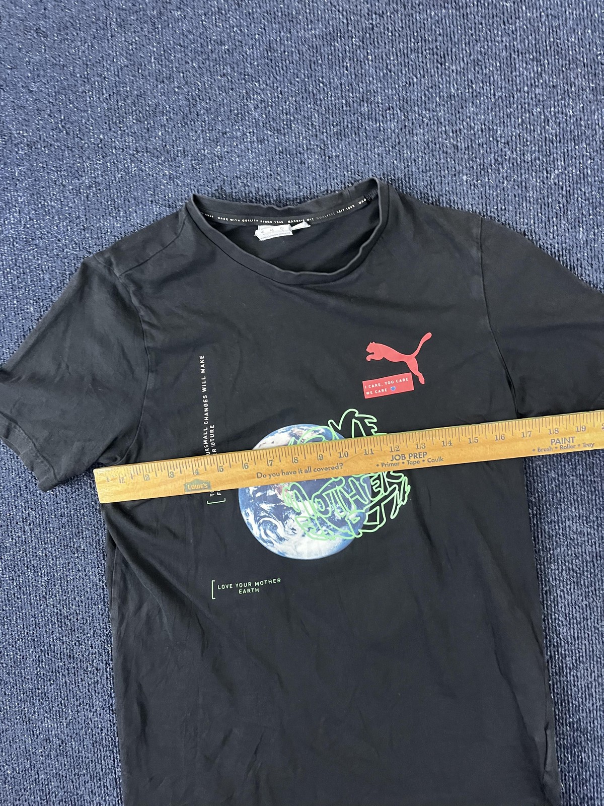 Puma Shirt Mens Medium Black Love Your Mother Earth Graphic Print Crew Neck