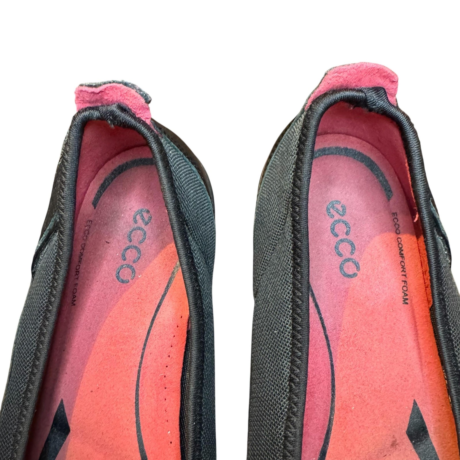 ECCO Shoes Womens Size 9.5 Black Leather Mesh Ballet Flats Comfort Casual