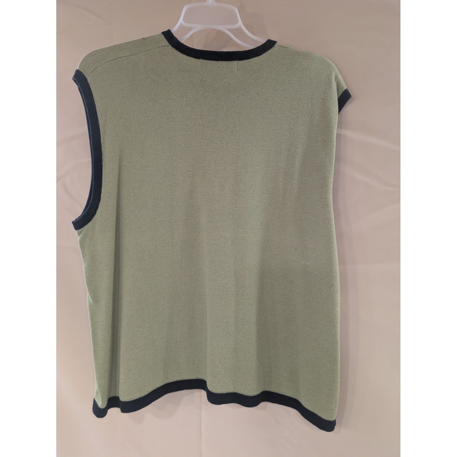 Terazzo Palm Tree Embroidered Cardigan Sweater + Vest Striped Olive Green Womens
