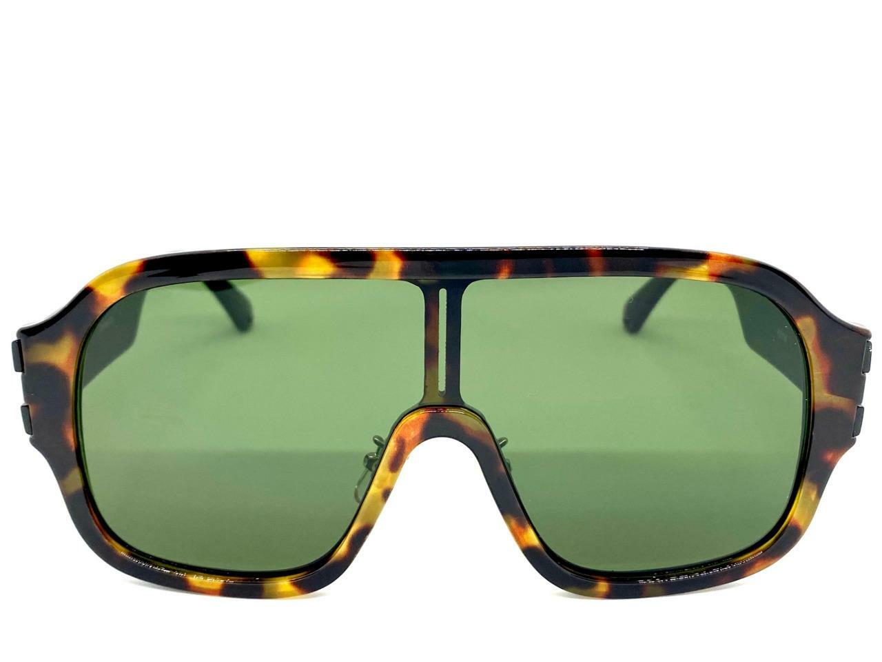Mens Women Oversized Retro Modern Style SUNGLASSES Big Tortoise Frame Green Lens