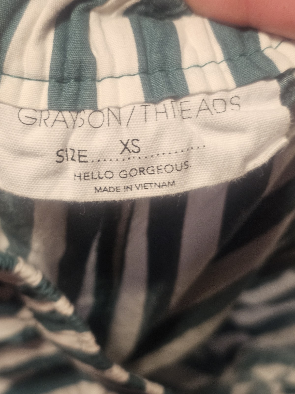 Grayson/Thieads Women’s XS Green/White Striped Button Front Lounge Pants