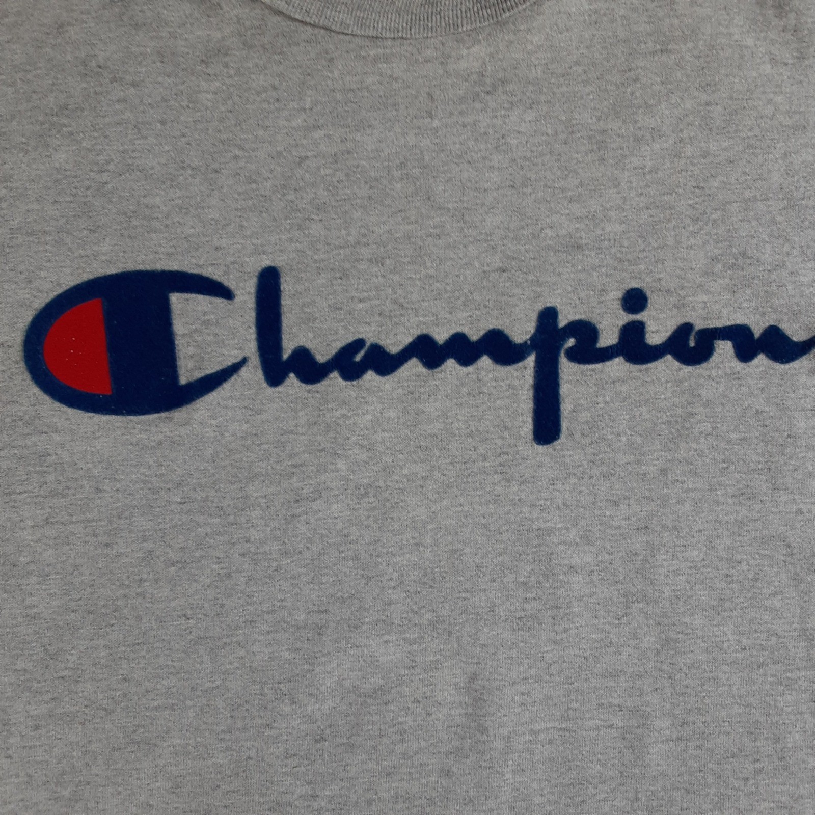 Champion Mens Heather Gray Script Logo Graphic T-Shirt 2XL GT19 Short Sleeve