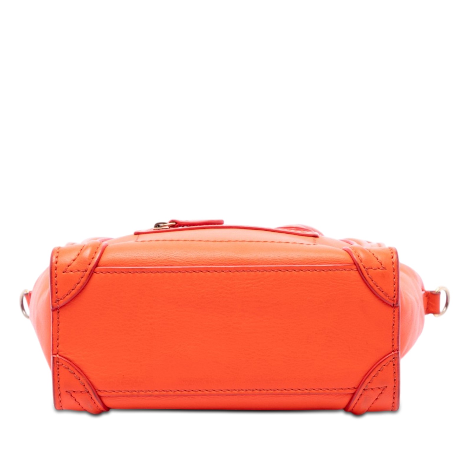 Celine Nano Leather Luggage Tote Pre-Loved Orange