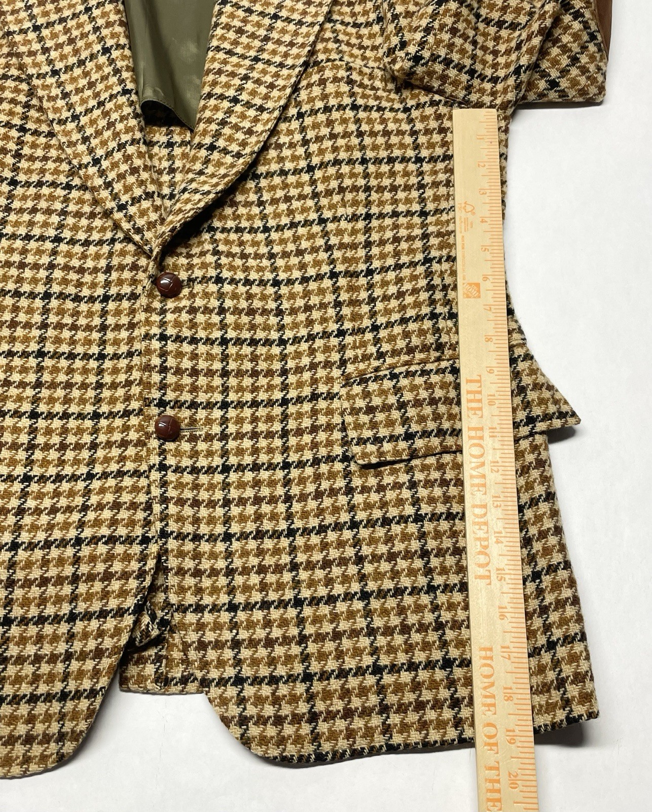VTG Brown Plaid Elbow Patches Blazer Jacket Men 44” Preppy Hipster Retro 70s 80s