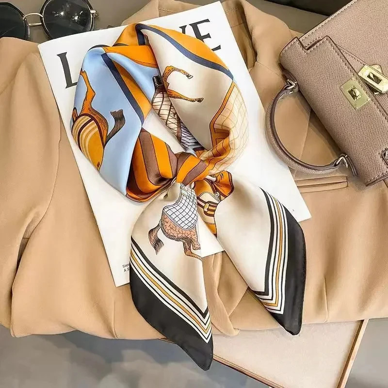 Luxury Silk Shawl Square Scarf for Women Satin Fashion Wraps Neckerchief Female