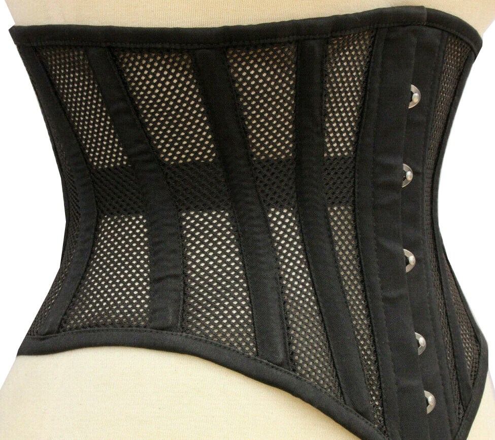 Heavy Duty Steel Boned Under Bust Cincher Hourglass Waist Training Mesh Corset