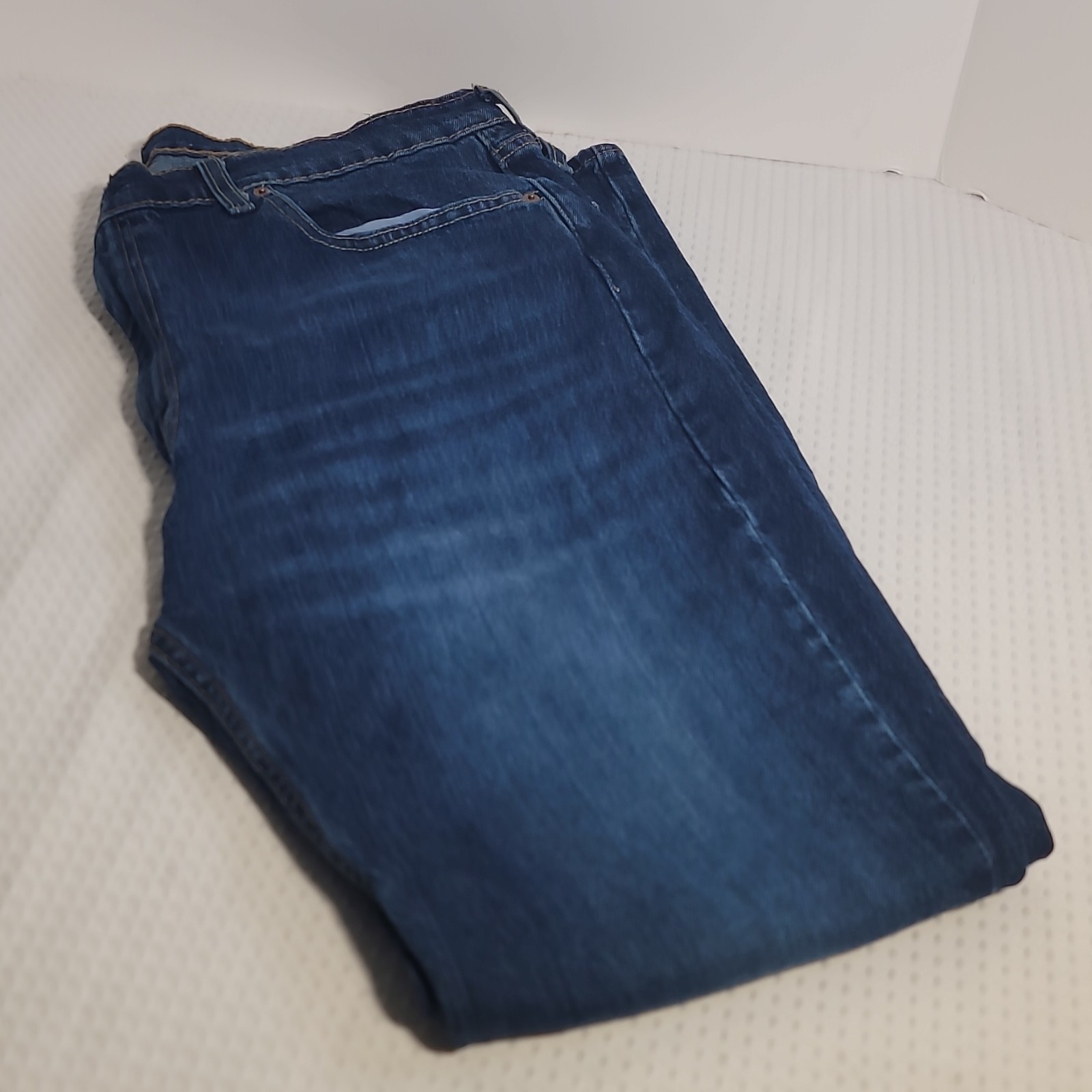 Levi Strauss & Co. Blue Cotton Denim Straight Jeans Button Zip 5-Pocket Logo