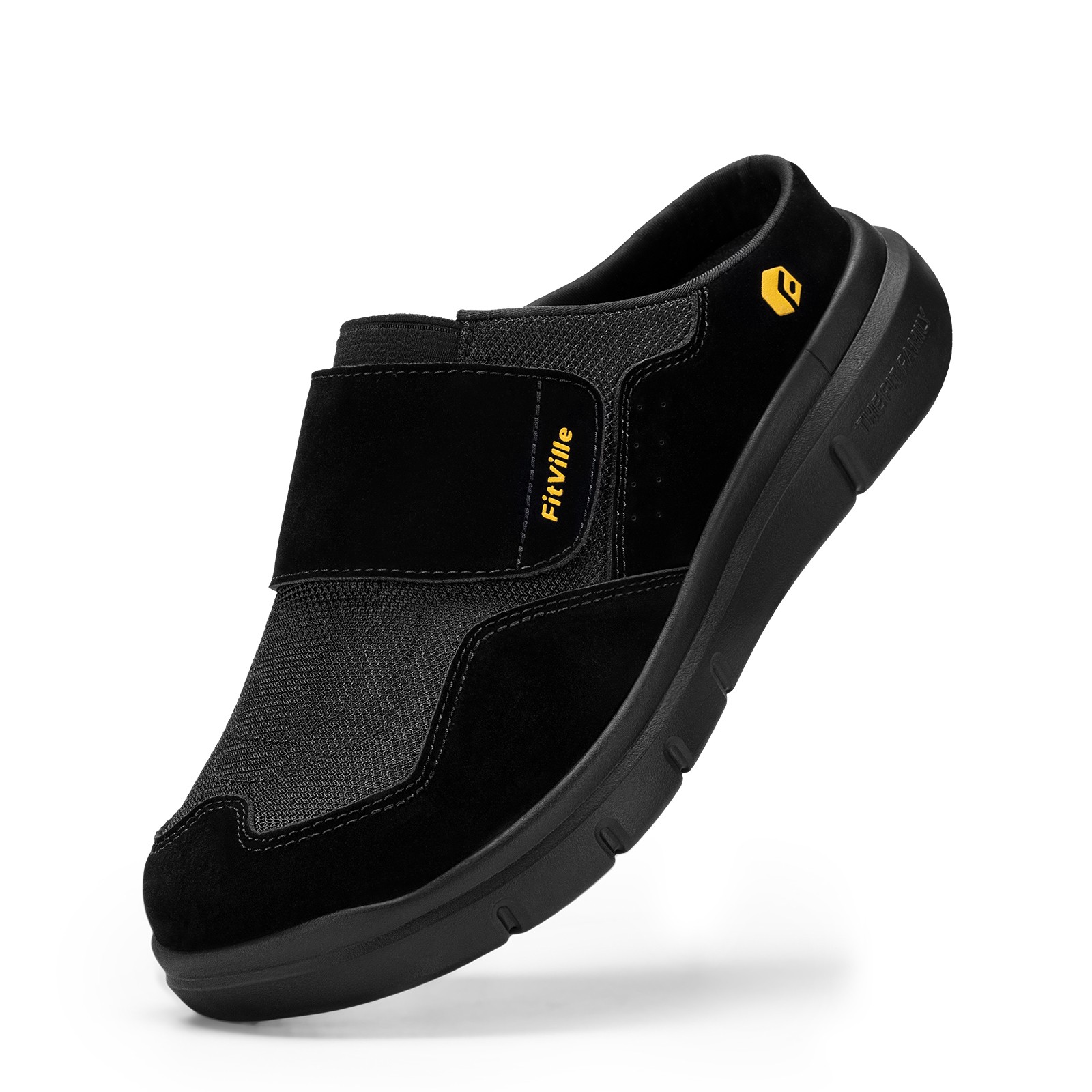 FitVille Mens Wide Diabetic Slippers Slip On Shoes Arch Support for Swollen Feet