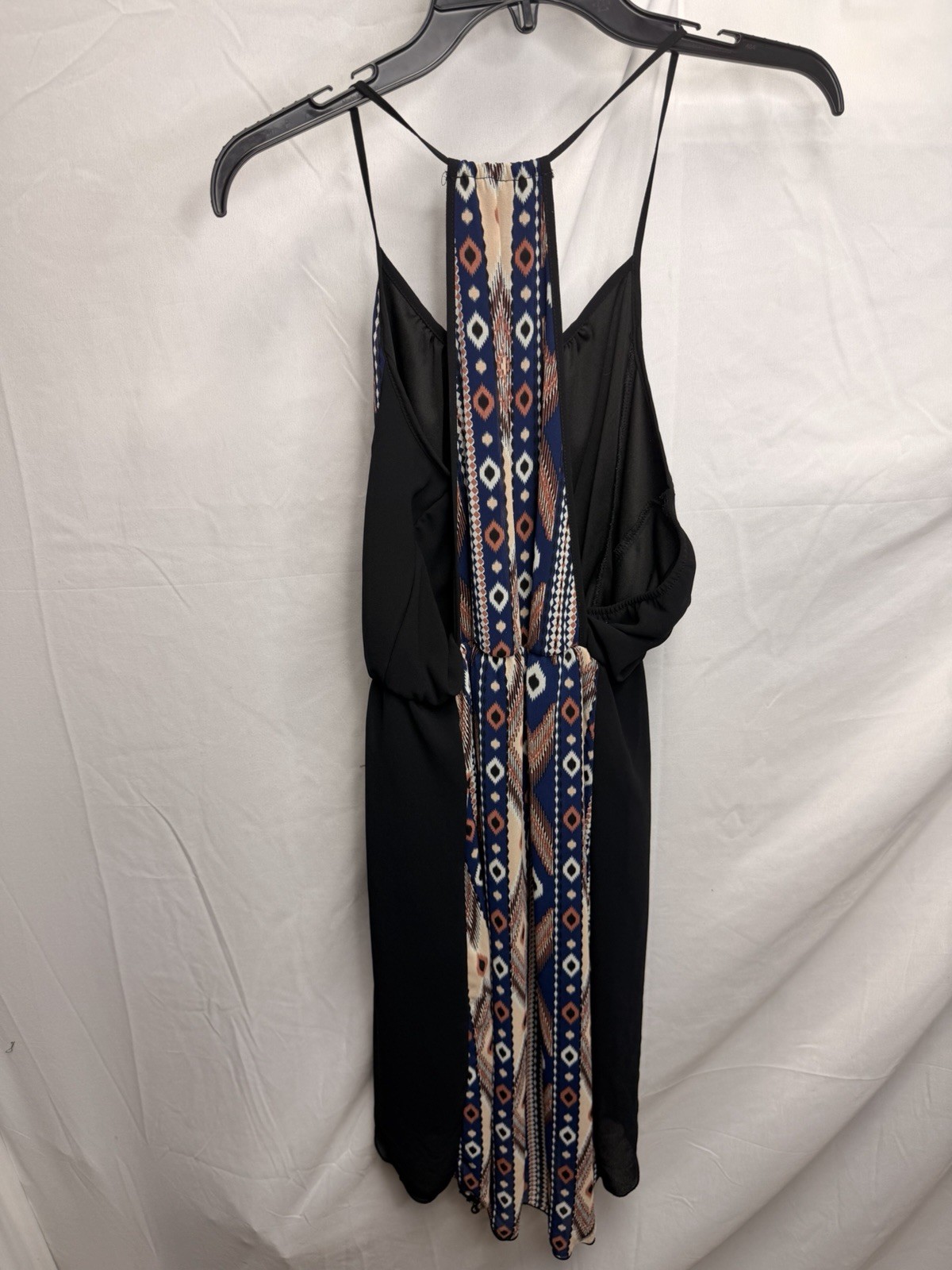 Maurices Short Maxi Dress M Navy Colorful Boho Tank Top Halter Summer Artsy
