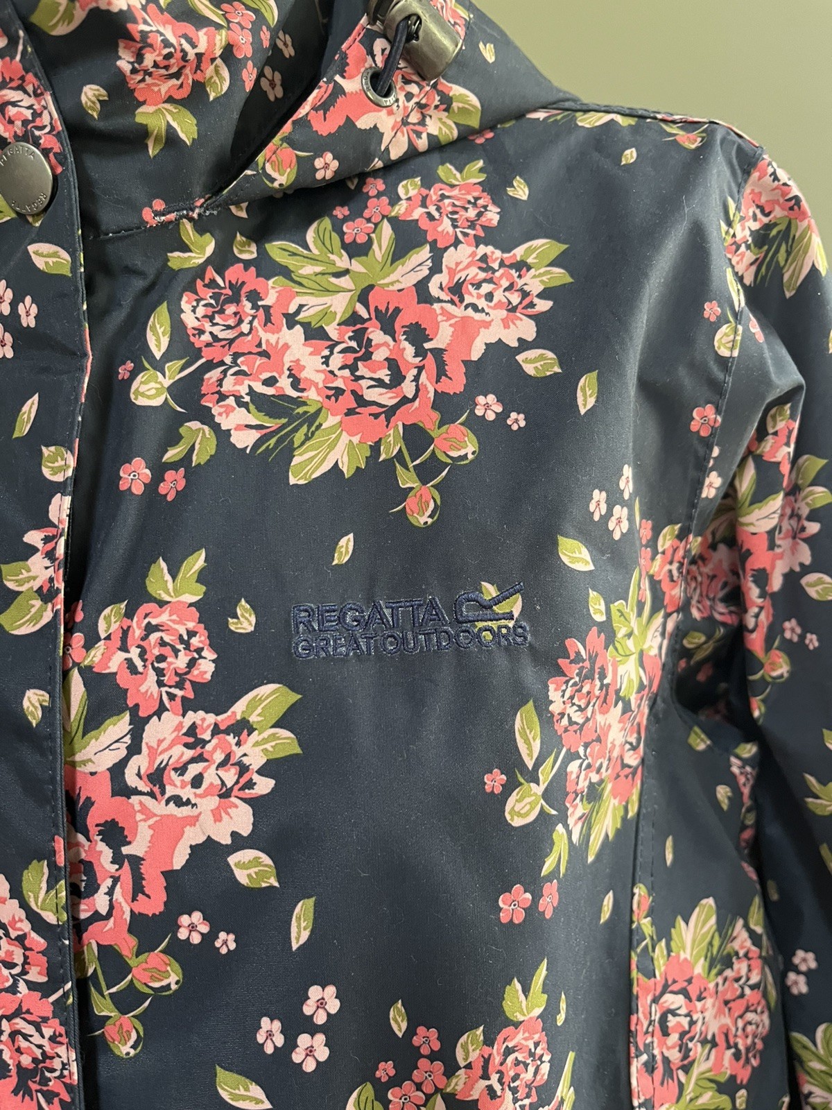 Regatta Waterproof Raincoat Ladies Jacket Blue Pink Floral Foldaway Hood UK14