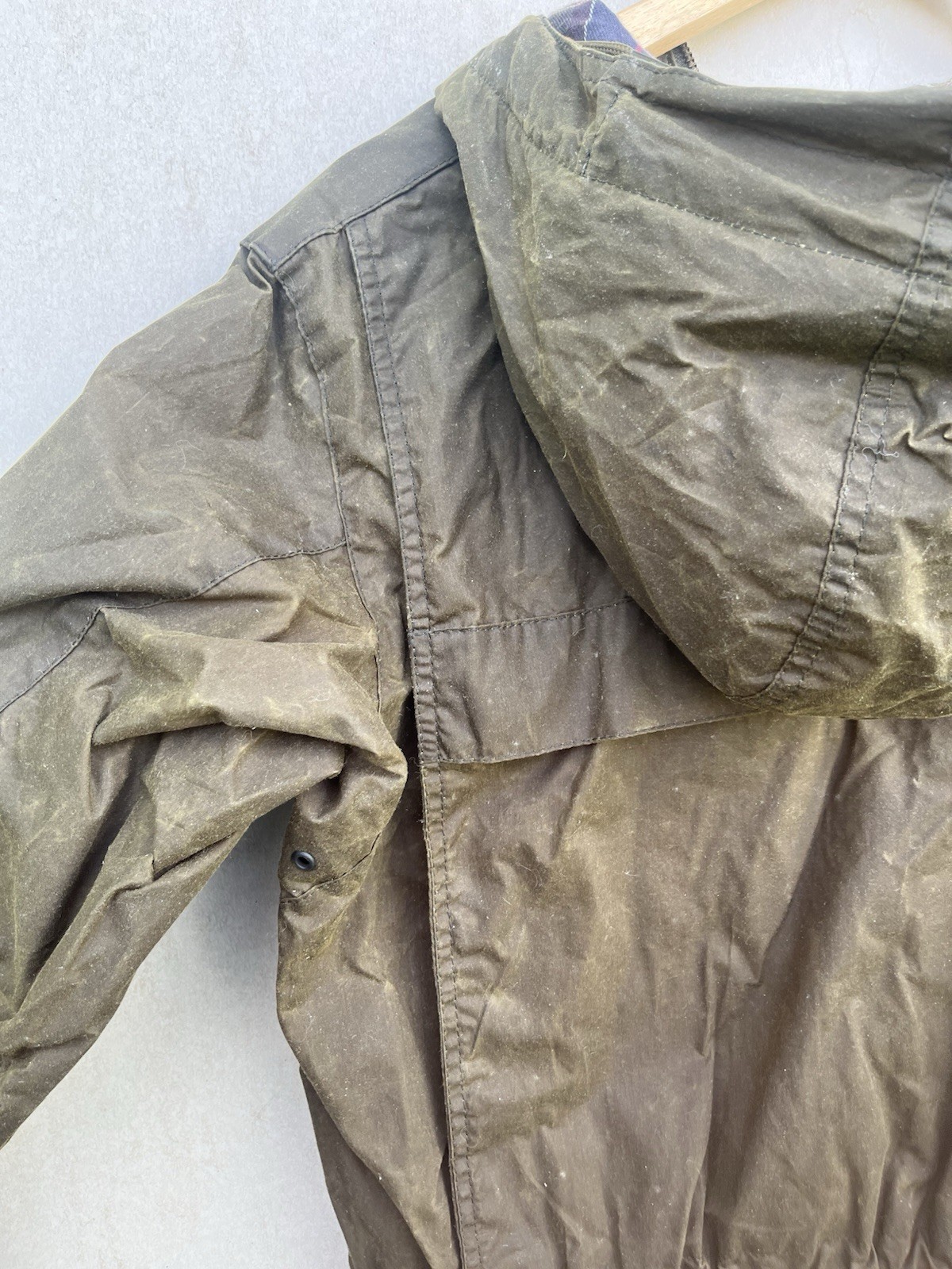 Barbour Dept B Solway Durham Wax Jacket Hooded Beeswax Men’s Olive – Small