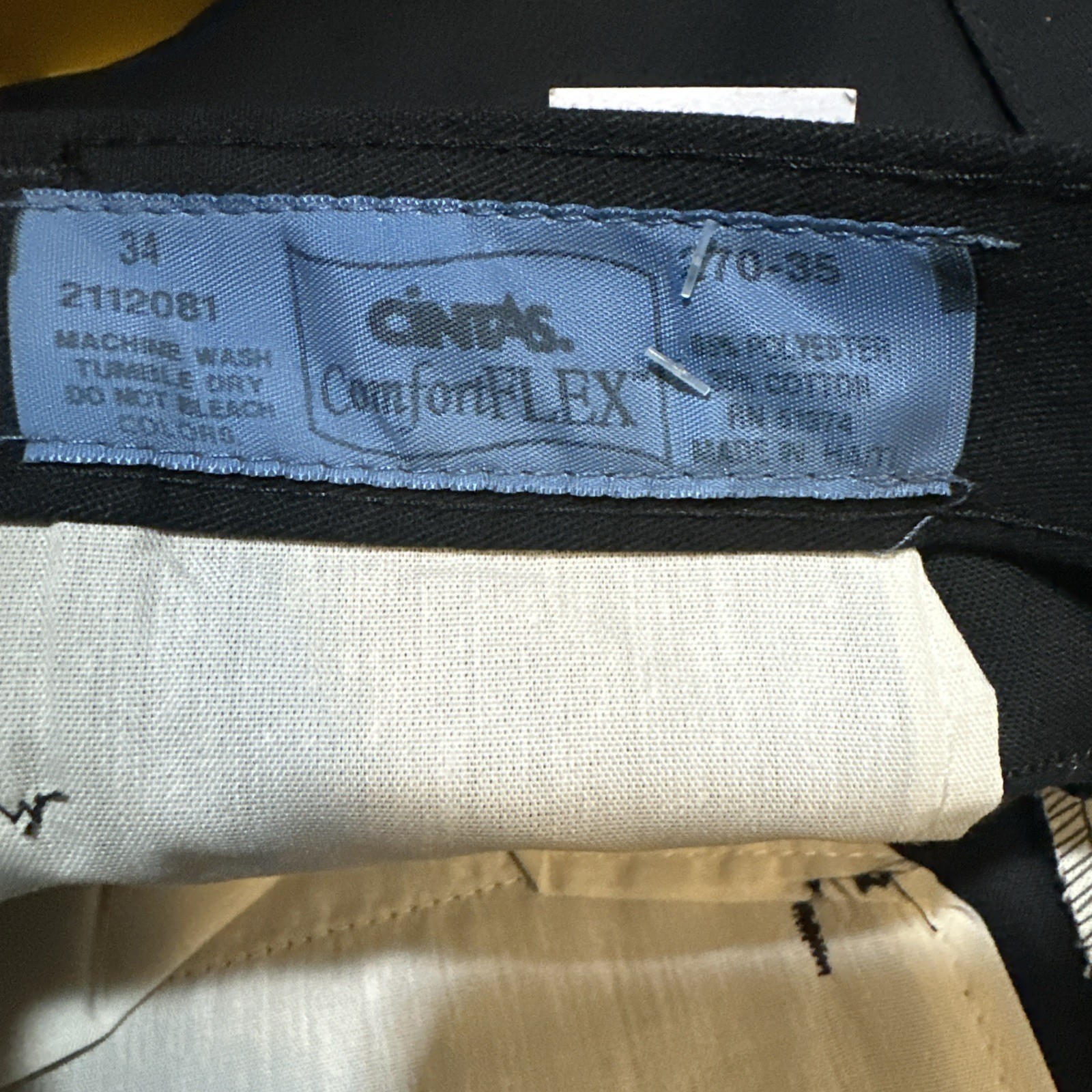 Lot 2 Cintas Comfort Flex Black Cargo Work Pants Size 34×32 #270-35 Relaxed Fit