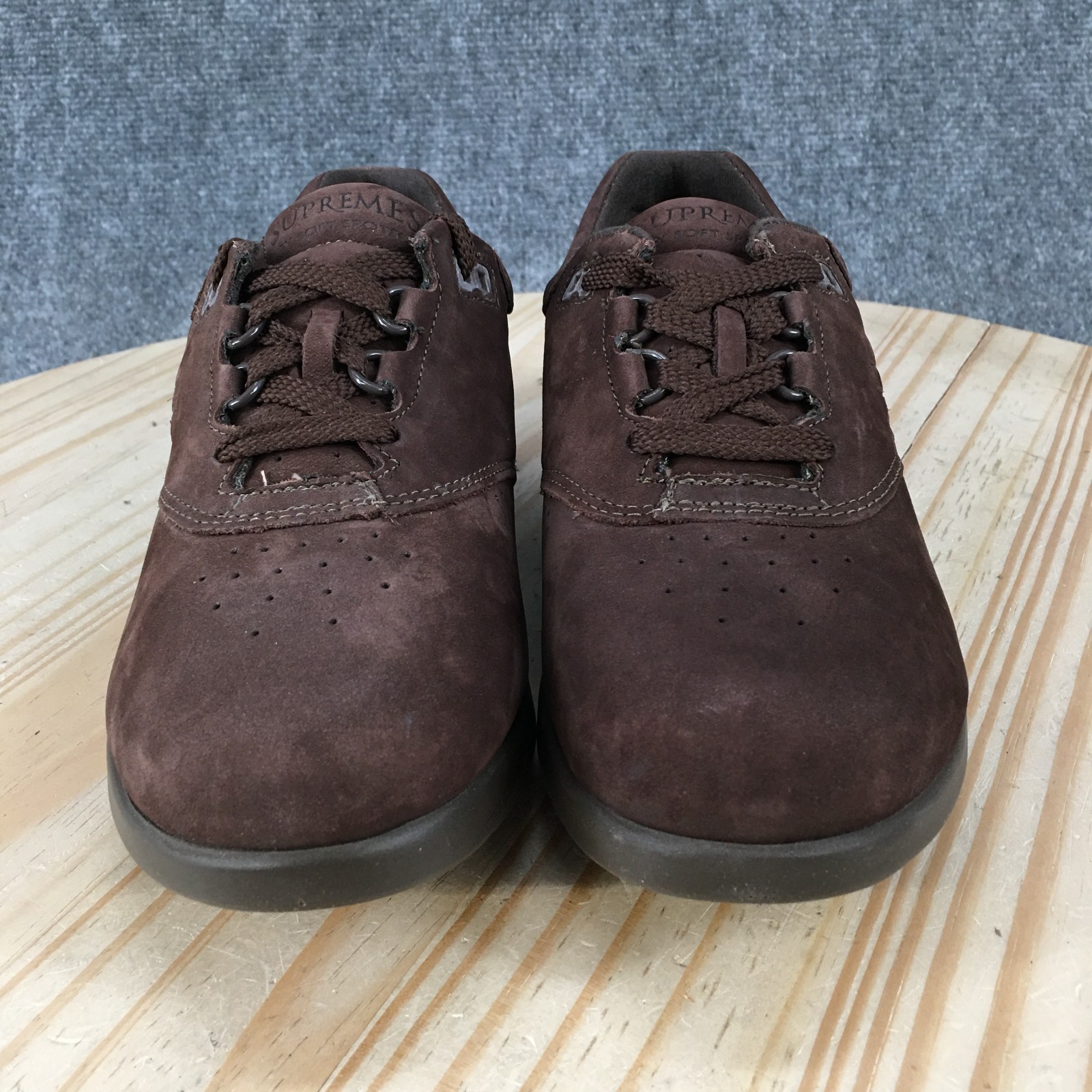 Supremes by Softspots Shoes Womens 7W Comfort Walking Sneakers Brown Leather NEW