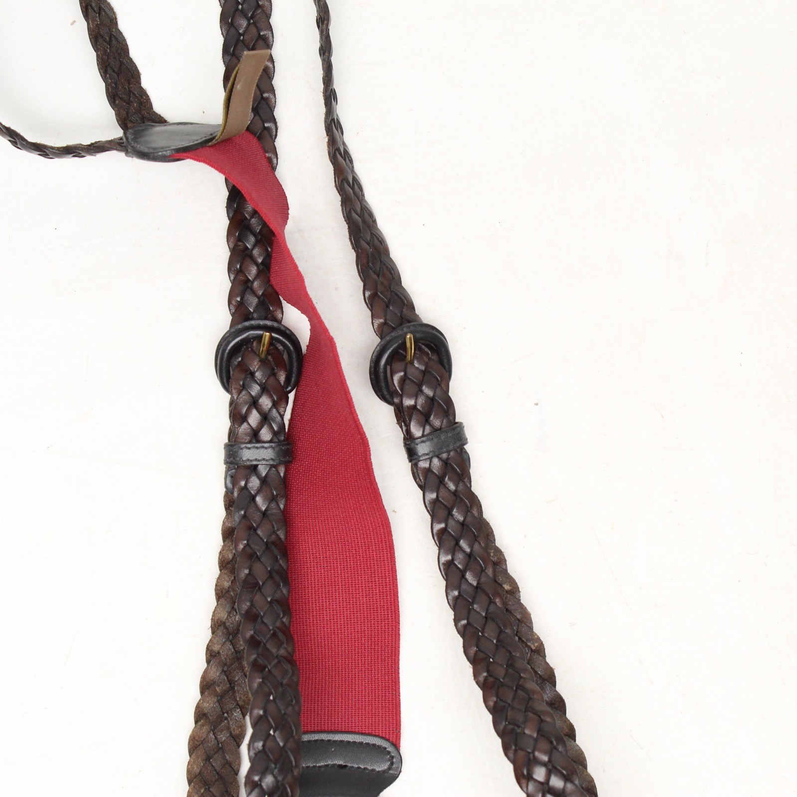Trafalgar Braided Plaited Braces Suspenders Mens Dark Brown Thin Strap