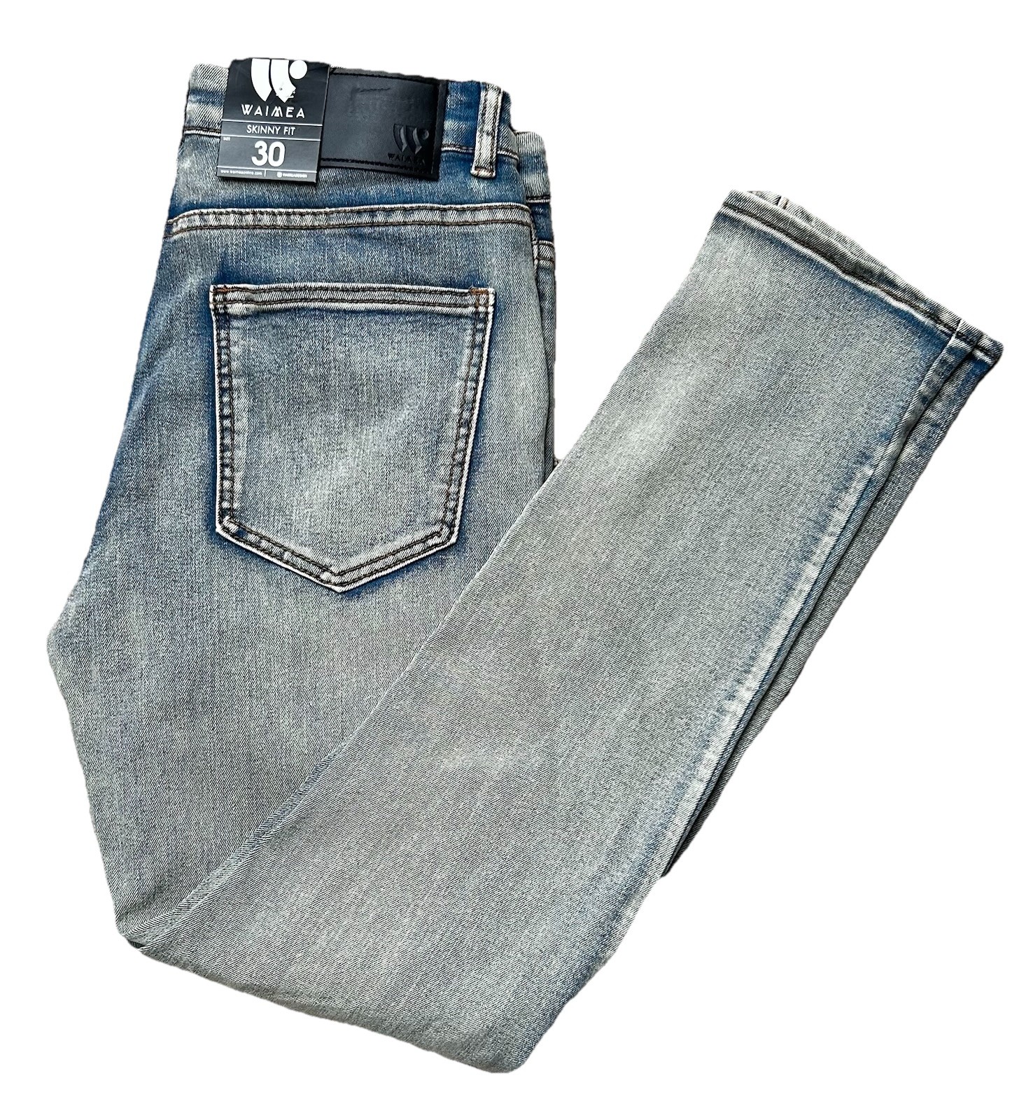 WAIMEA SKINNY FIT Light Blue Distressed Denim Stretch Jeans~Men’s 30×30~NWT $65