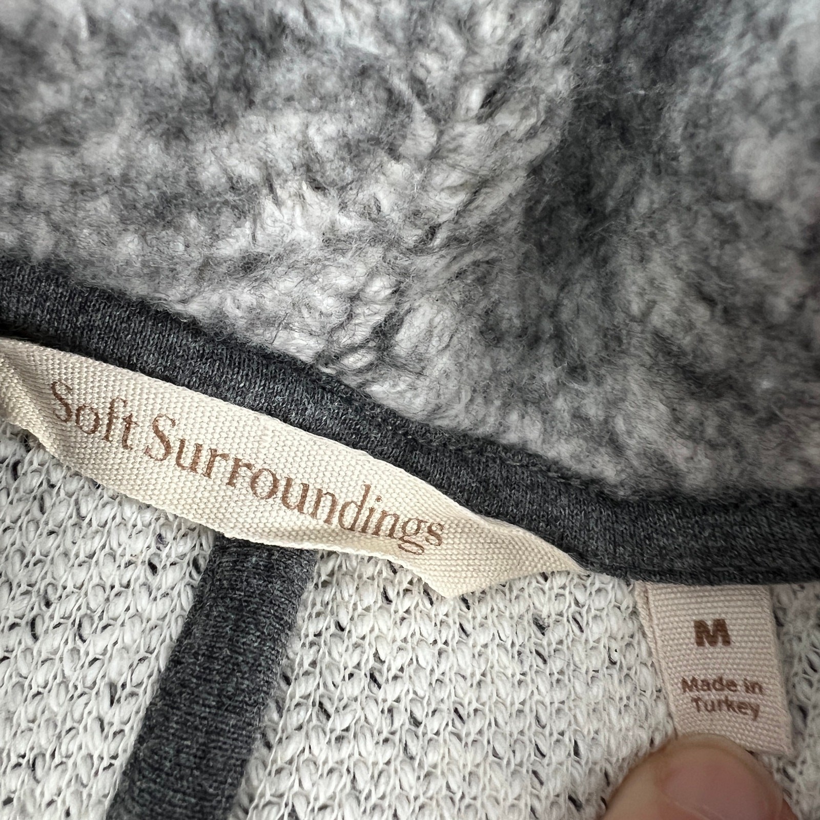 Soft Surroundings Sweater Coat Women M Heathered Gray Long Coatigan Shawl Collar