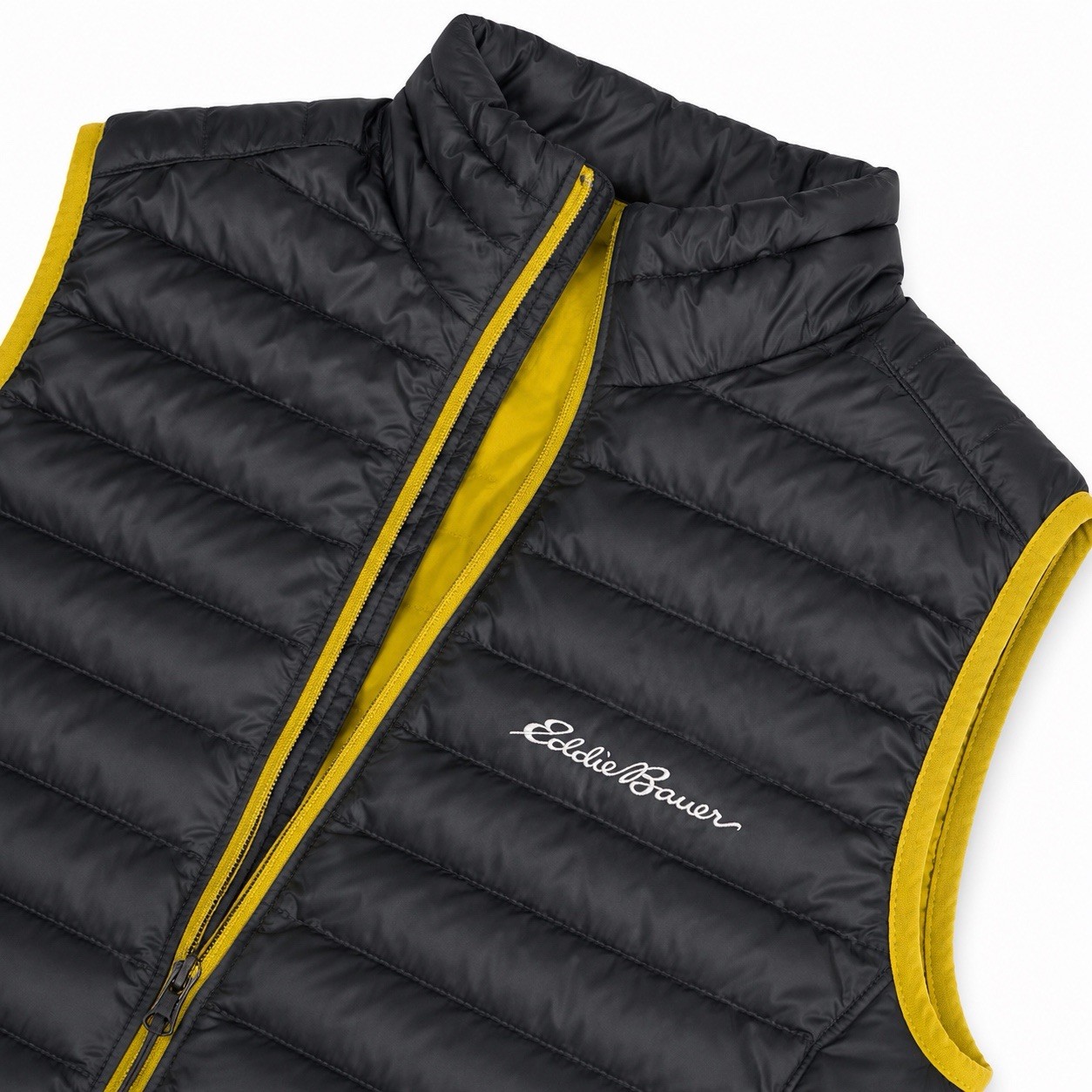 Eddie Bauer Vest Mens Medium Gray Puffer EB700 Down Full Zip