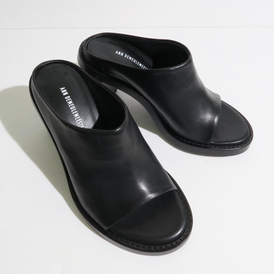 Ann Demeulemeester Clara Slide Sandals Black Leather Women’s 38 UNUSED