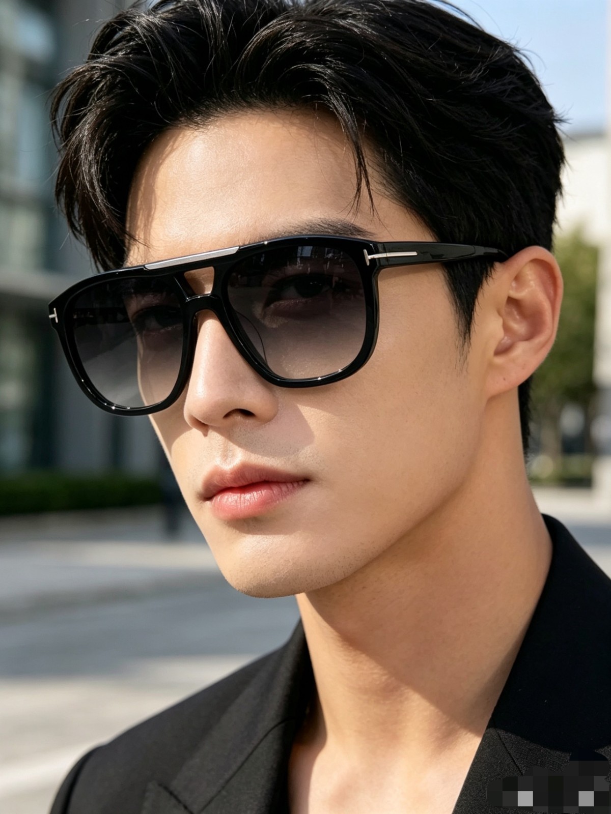 Tom Ford Black Sunglasses with Grey-Purple Gradient Lenses TF1338 58-17-143