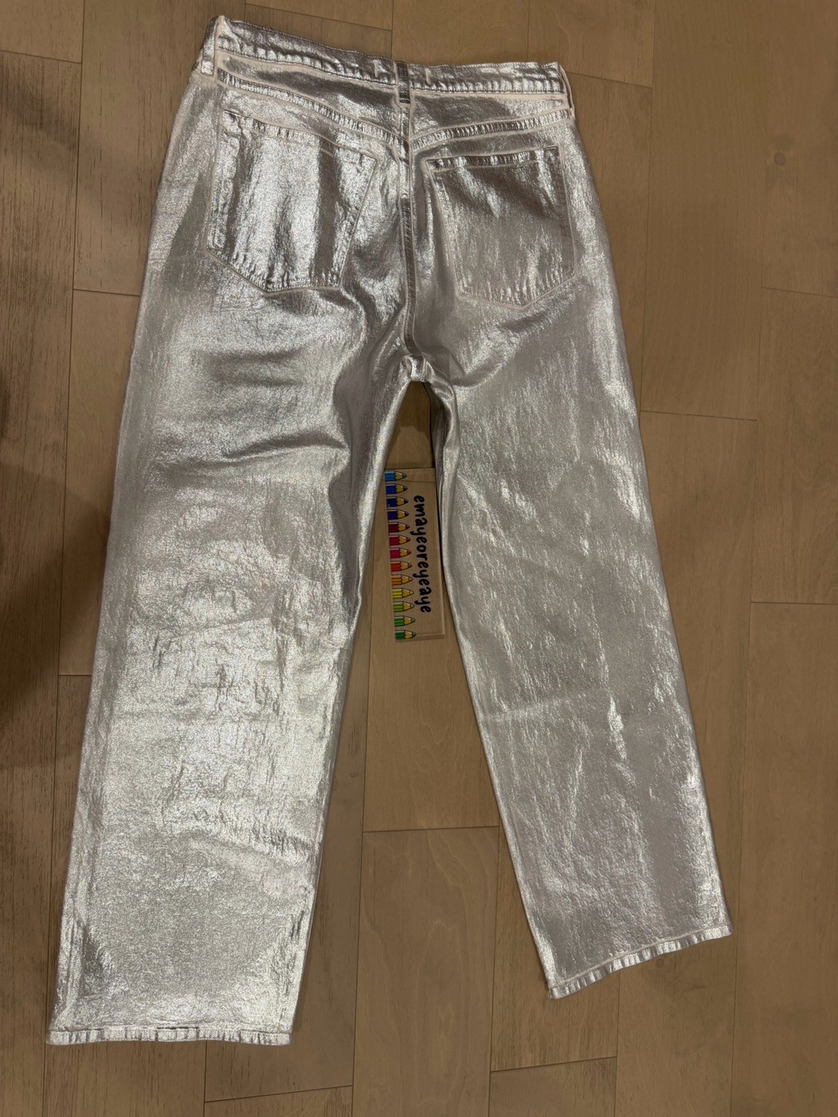 Abercrombie & Fitch Women’s The 90s Relaxed Silver Vegan Pants Size 32/14 R