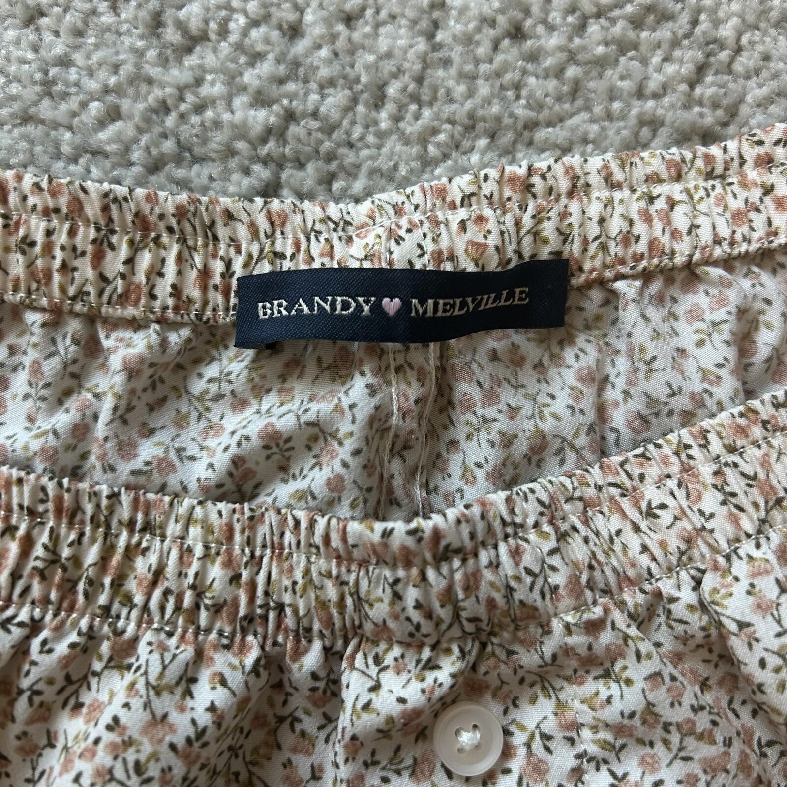 Brandy Melville Cream Floral Button-Front Lounge Shorts One Size