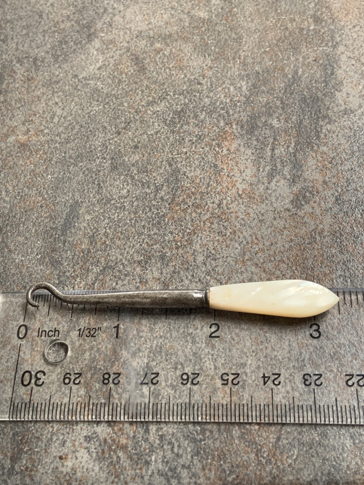 Mother of Pearl Button Glove Shoe Button Corset Hook Antique 3.25 inches