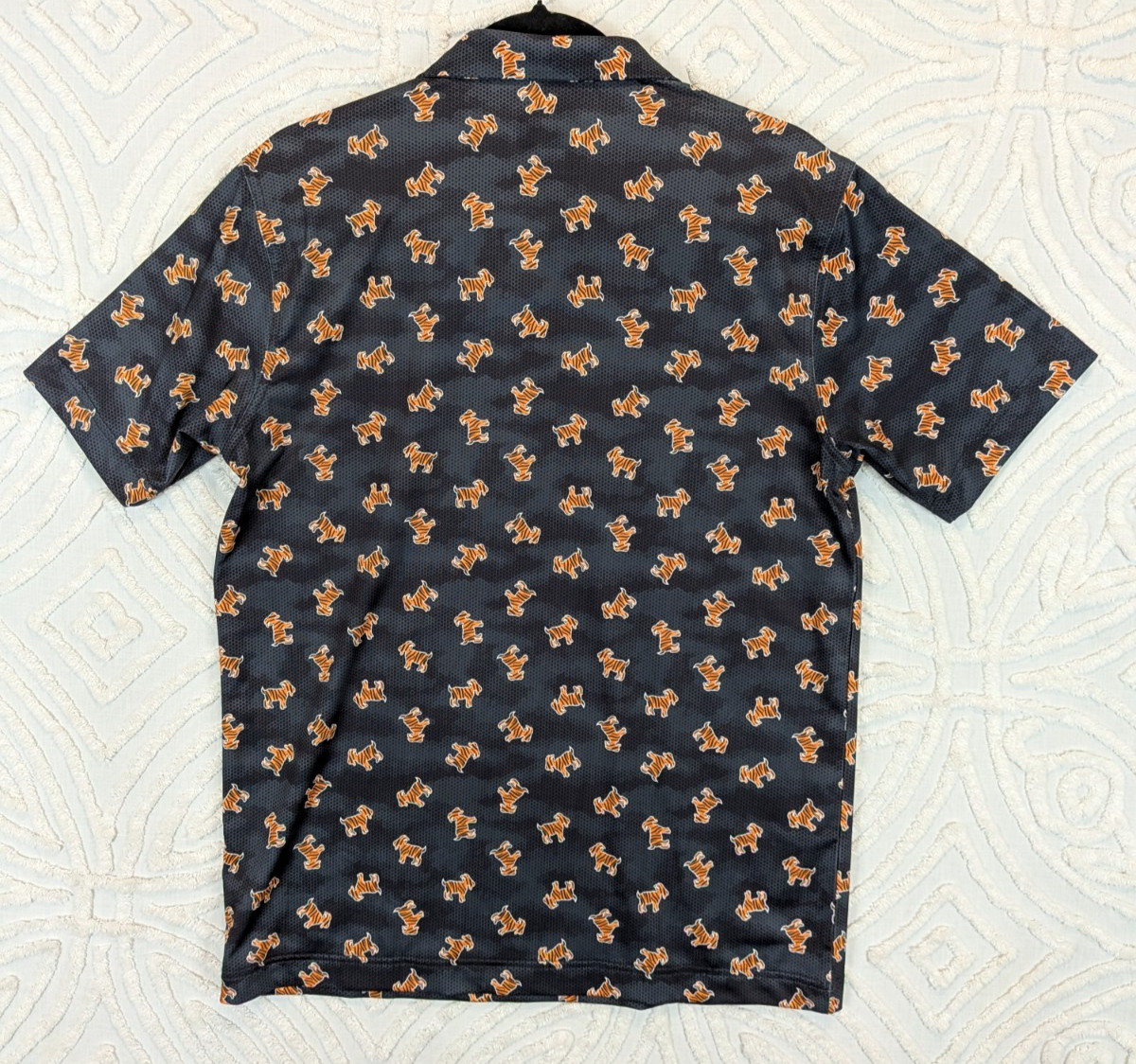Waggle The Goat Polo Shirt Tiger Mens Medium Black Orange Performance