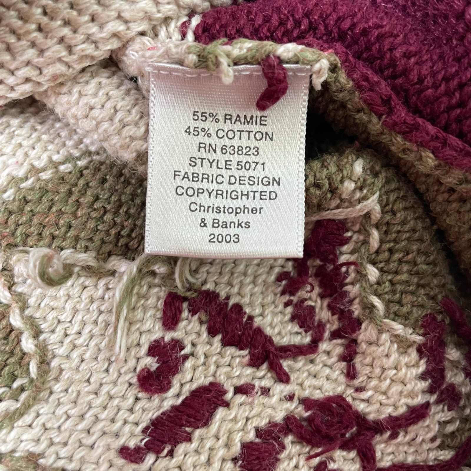 Vintage 2003 Christopher Banks Patchwork Sweater Cottagecore Folk Art Grandma